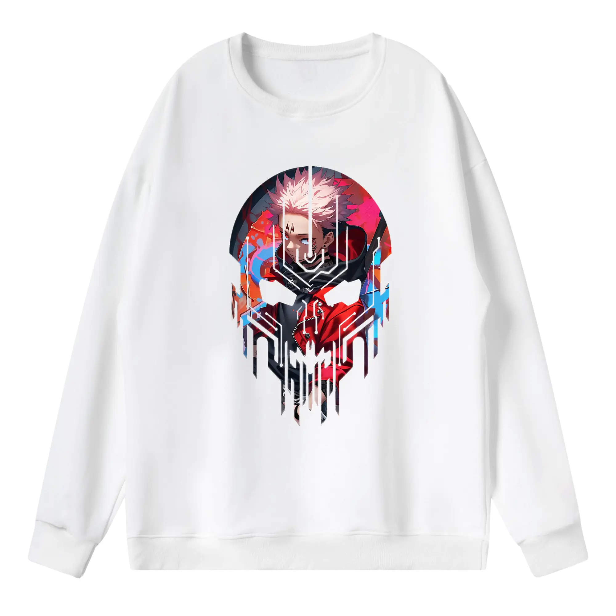 呪術廻戦 グッズ,虎杖 悠仁 - 薄手 クルーネック スウェット 裏毛260g · ポリエステル 春秋向け カジュアル 男女兼用 · トレーナー デイリー スポーツ 散歩に最適