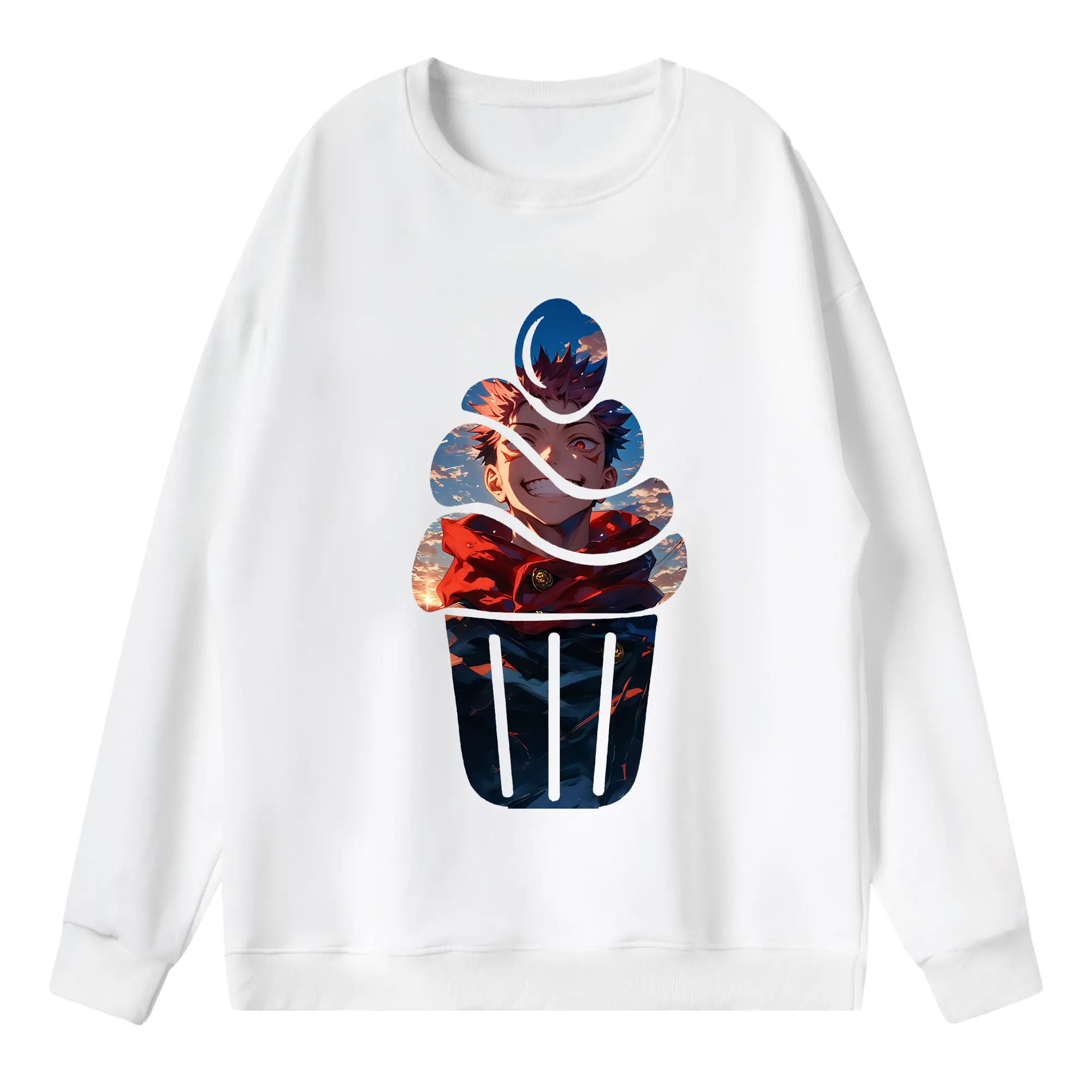 呪術廻戦 グッズ,虎杖 悠仁 - 薄手 クルーネック スウェット 裏毛260g · ポリエステル 春秋向け カジュアル 男女兼用 · トレーナー デイリー スポーツ 散歩に最適