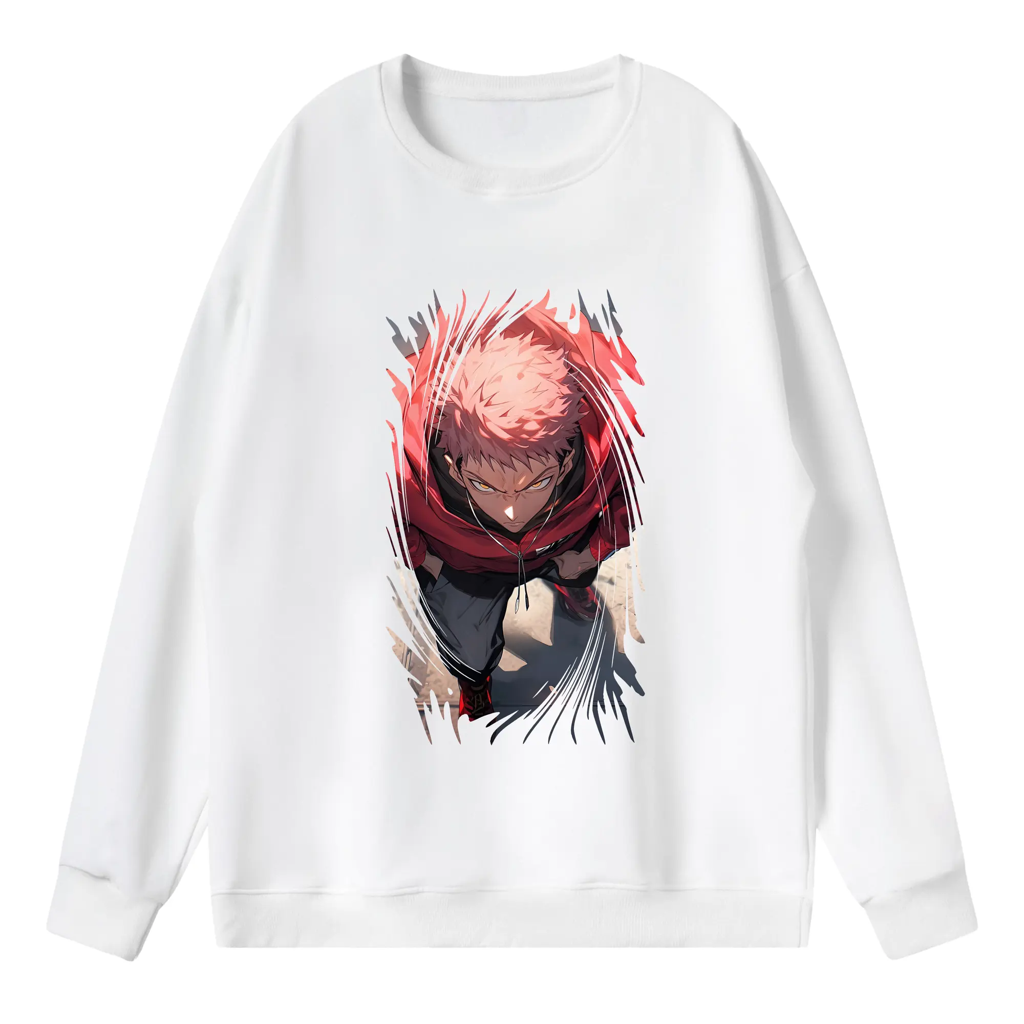 呪術廻戦 グッズ,虎杖 悠仁 - 薄手 クルーネック スウェット 裏毛260g · ポリエステル 春秋向け カジュアル 男女兼用 · トレーナー デイリー スポーツ 散歩に最適