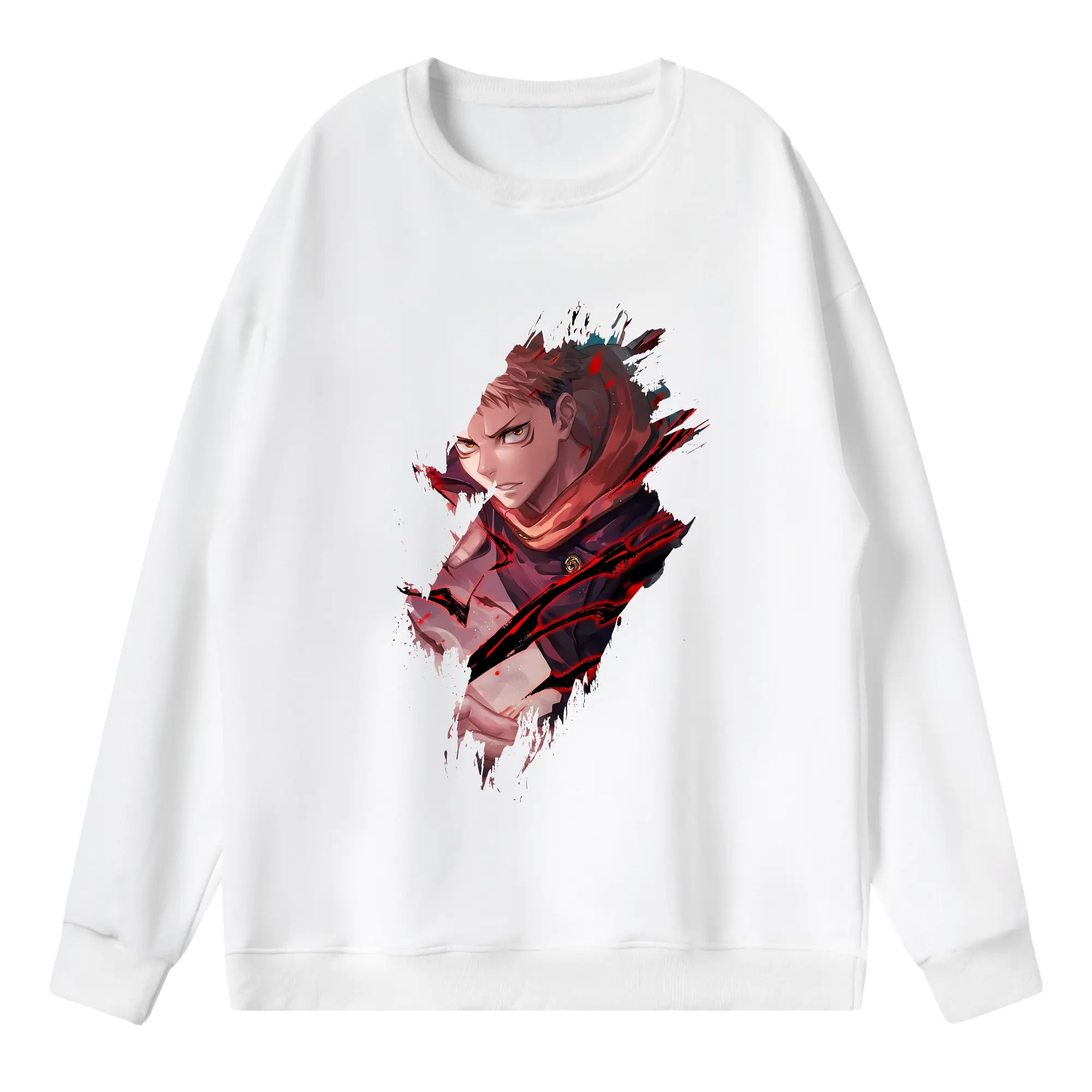 呪術廻戦 グッズ,虎杖 悠仁 - 薄手 クルーネック スウェット 裏毛260g · ポリエステル 春秋向け カジュアル 男女兼用 · トレーナー デイリー スポーツ 散歩に最適