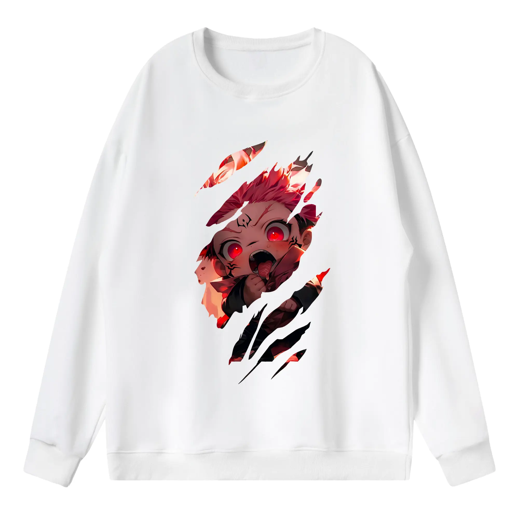 呪術廻戦 グッズ,虎杖 悠仁 - 薄手 クルーネック スウェット 裏毛260g · ポリエステル 春秋向け カジュアル 男女兼用 · トレーナー デイリー スポーツ 散歩に最適