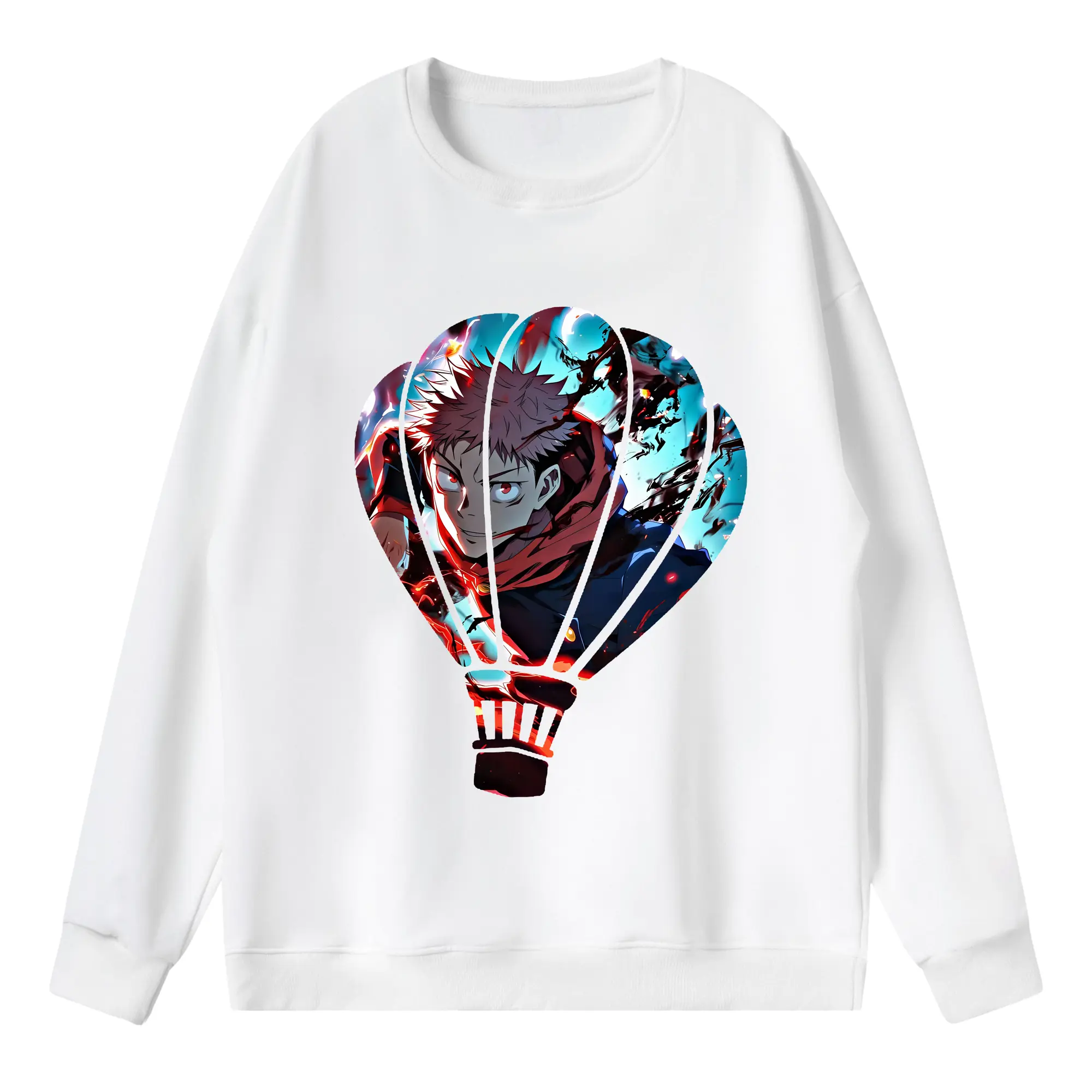 呪術廻戦 グッズ,虎杖 悠仁 - 薄手 クルーネック スウェット 裏毛260g · ポリエステル 春秋向け カジュアル 男女兼用 · トレーナー デイリー スポーツ 散歩に最適