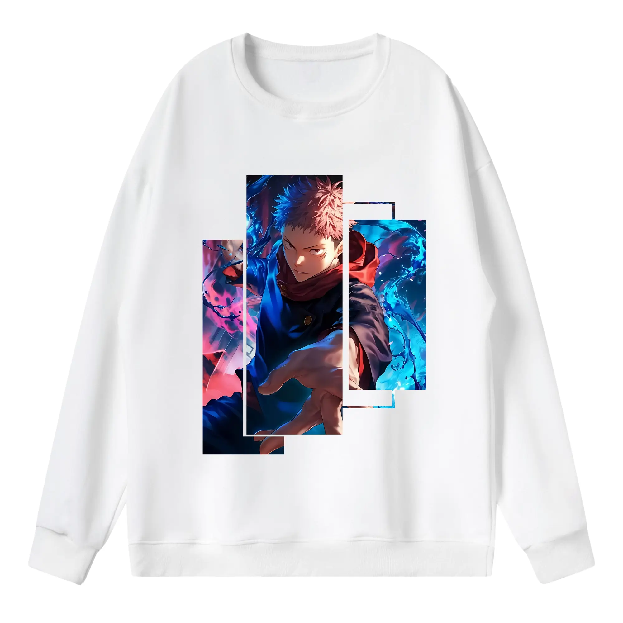 呪術廻戦 グッズ,虎杖 悠仁 - 薄手 クルーネック スウェット 裏毛260g · ポリエステル 春秋向け カジュアル 男女兼用 · トレーナー デイリー スポーツ 散歩に最適