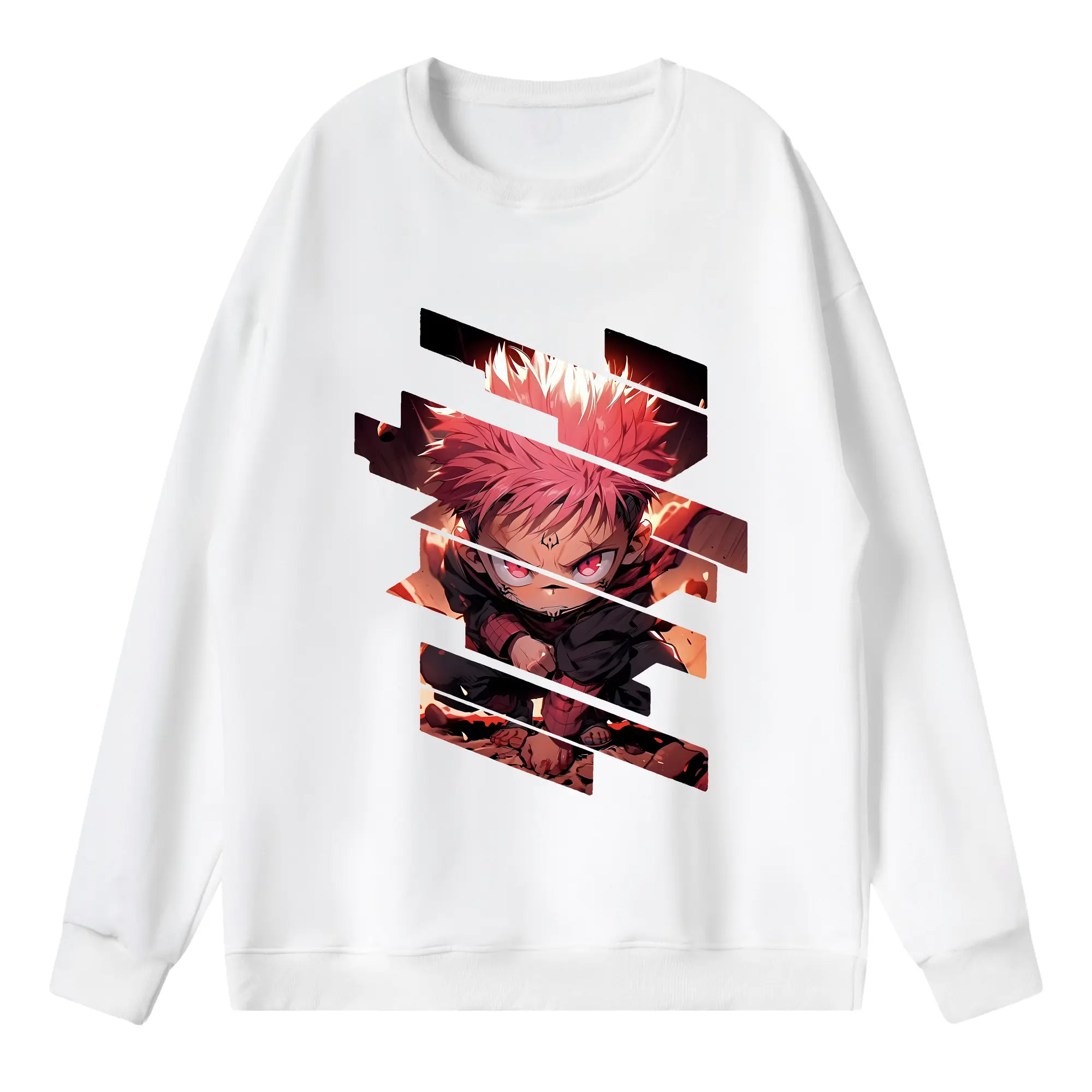 呪術廻戦 グッズ,虎杖 悠仁 - 薄手 クルーネック スウェット 裏毛260g · ポリエステル 春秋向け カジュアル 男女兼用 · トレーナー デイリー スポーツ 散歩に最適
