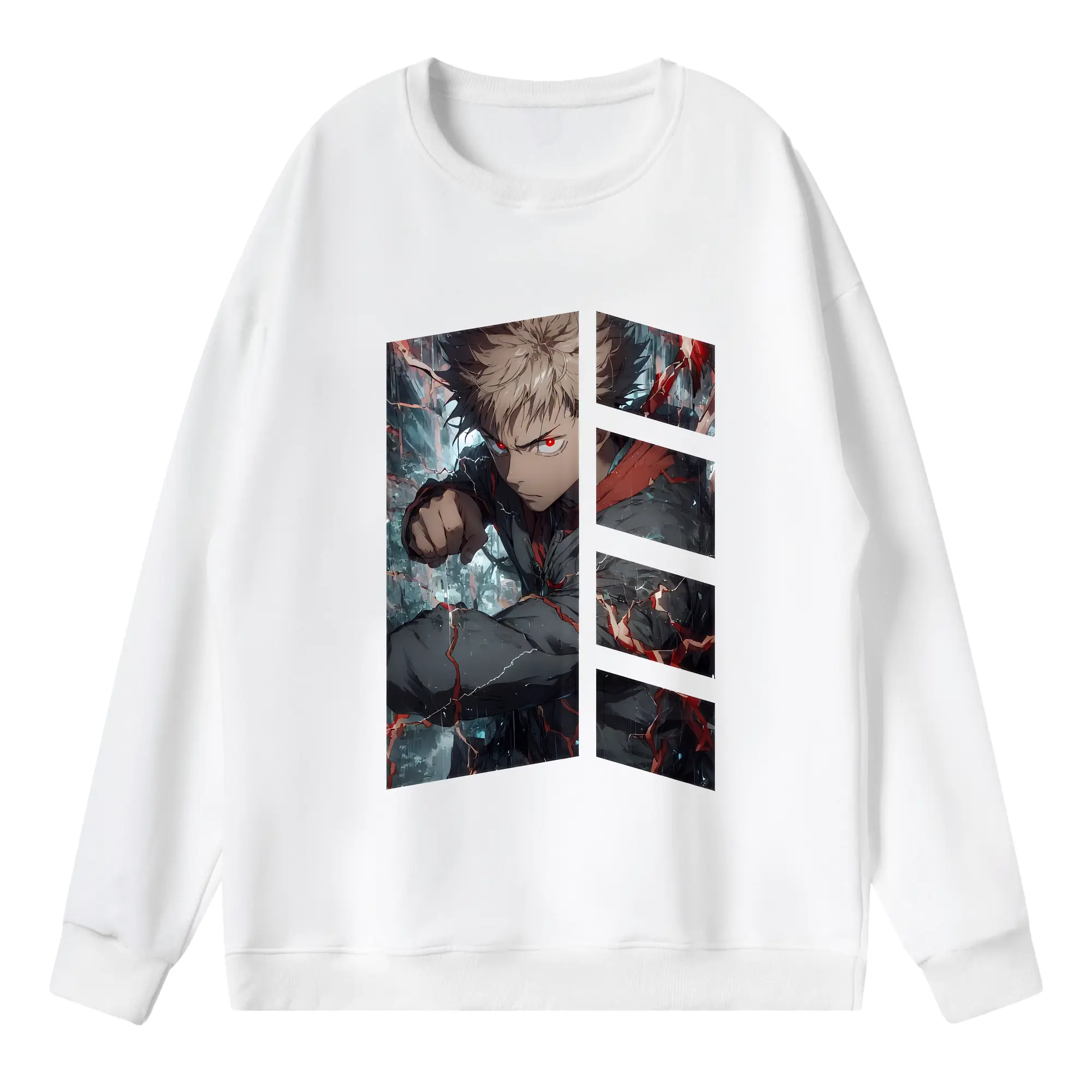 呪術廻戦 グッズ,虎杖 悠仁 - 薄手 クルーネック スウェット 裏毛260g · ポリエステル 春秋向け カジュアル 男女兼用 · トレーナー デイリー スポーツ 散歩に最適