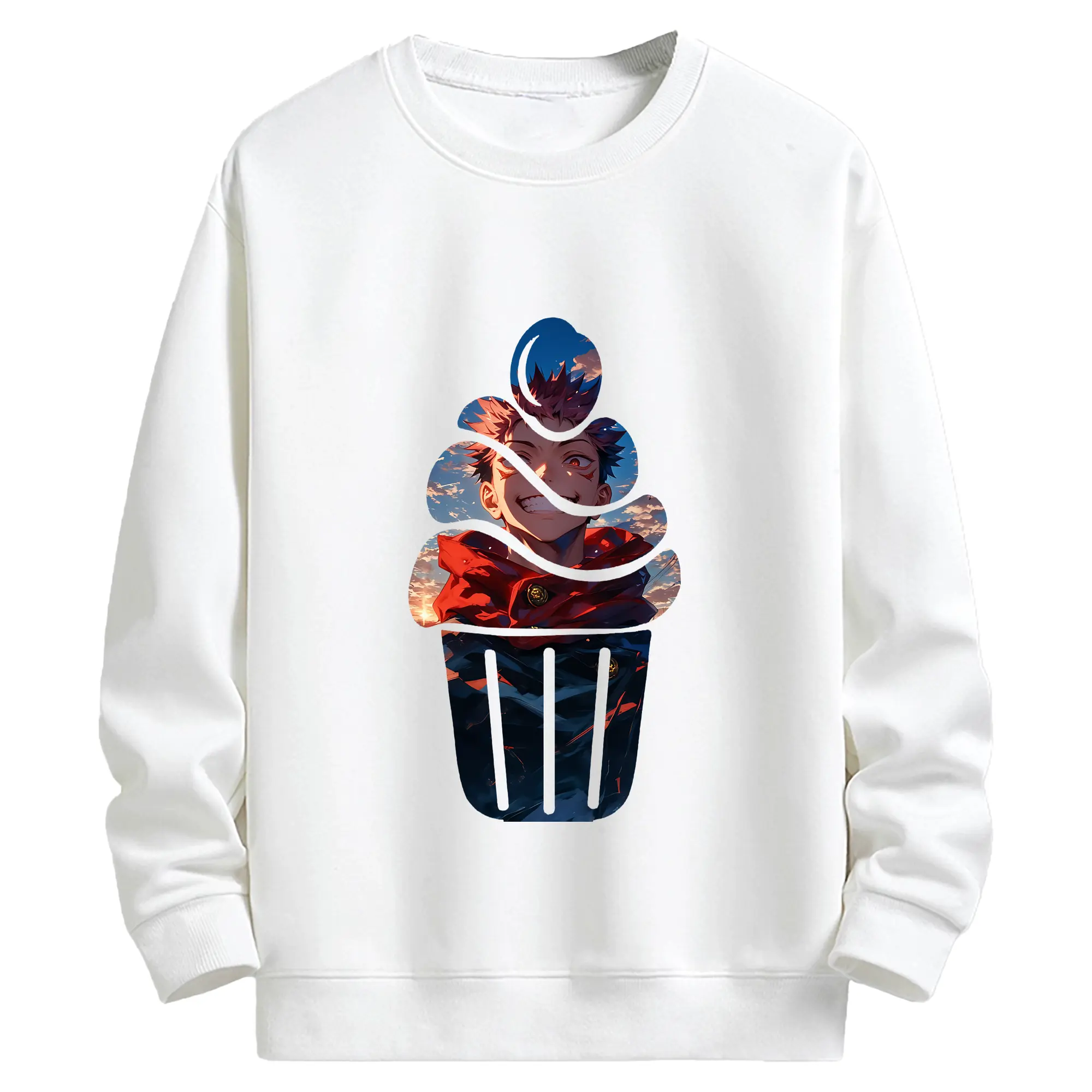 呪術廻戦 グッズ,虎杖 悠仁 - キッズ クルーネックスウェットシャツ ・ フロントプリント ・ 綿80％ ポリエステル20％ ・ 快適 通学 スポーツ 日常使い お散歩用