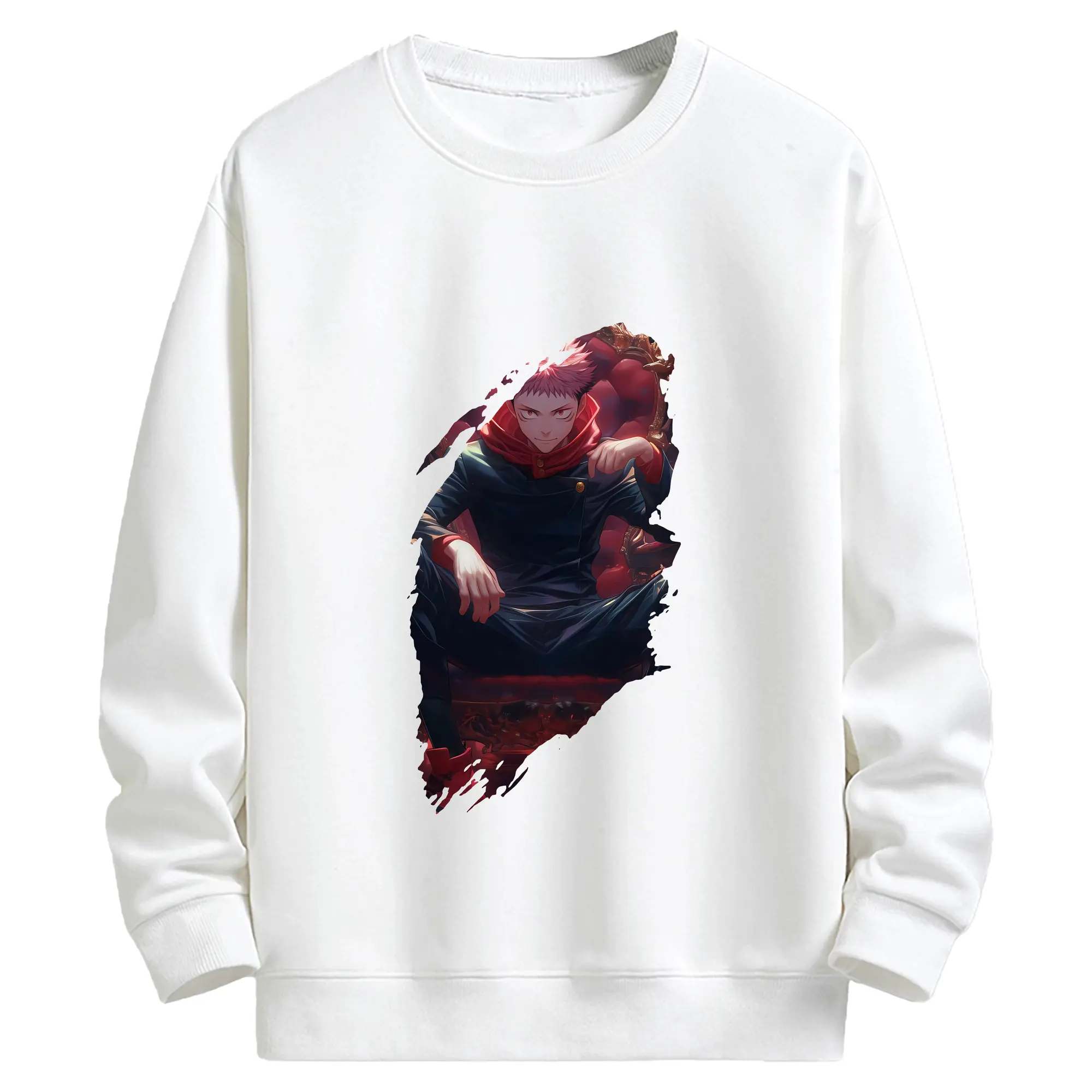 呪術廻戦 グッズ,虎杖 悠仁 - キッズ クルーネックスウェットシャツ ・ フロントプリント ・ 綿80％ ポリエステル20％ ・ 快適 通学 スポーツ 日常使い お散歩用