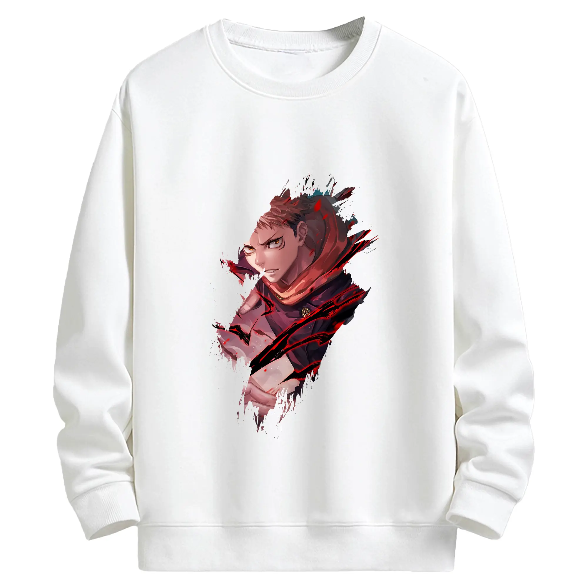 呪術廻戦 グッズ,虎杖 悠仁 - キッズ クルーネックスウェットシャツ ・ フロントプリント ・ 綿80％ ポリエステル20％ ・ 快適 通学 スポーツ 日常使い お散歩用