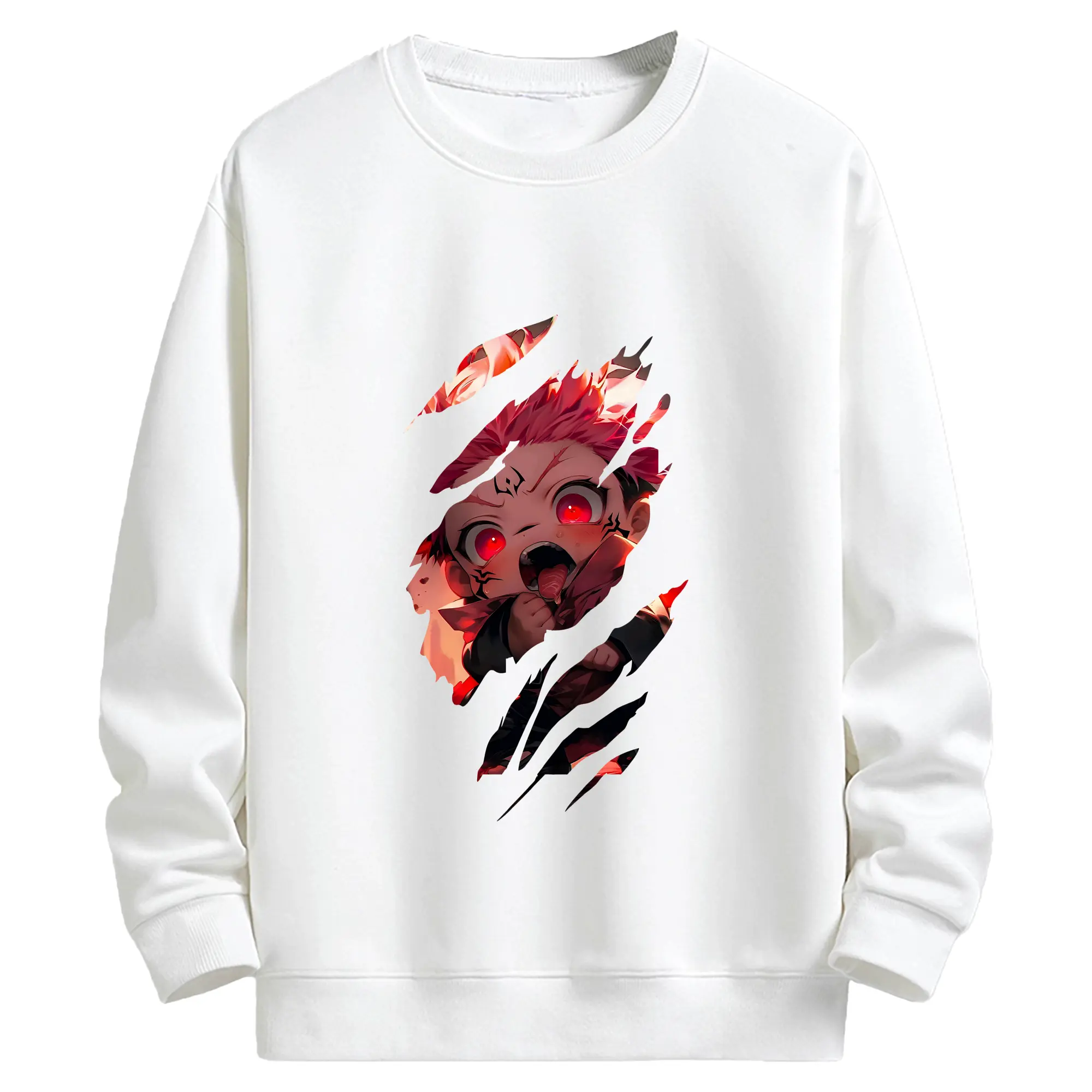 呪術廻戦 グッズ,虎杖 悠仁 - キッズ クルーネックスウェットシャツ ・ フロントプリント ・ 綿80％ ポリエステル20％ ・ 快適 通学 スポーツ 日常使い お散歩用