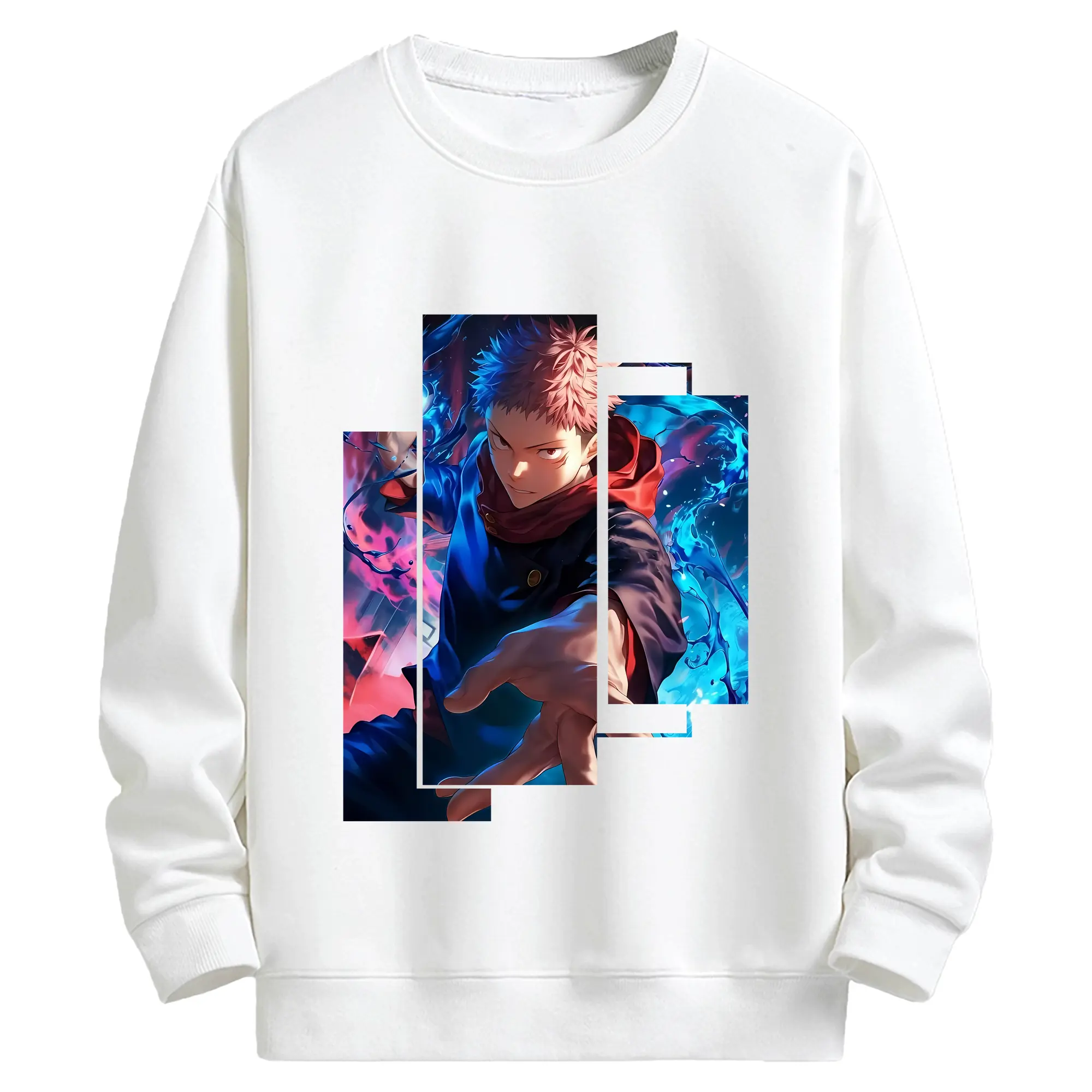 呪術廻戦 グッズ,虎杖 悠仁 - キッズ クルーネックスウェットシャツ ・ フロントプリント ・ 綿80％ ポリエステル20％ ・ 快適 通学 スポーツ 日常使い お散歩用