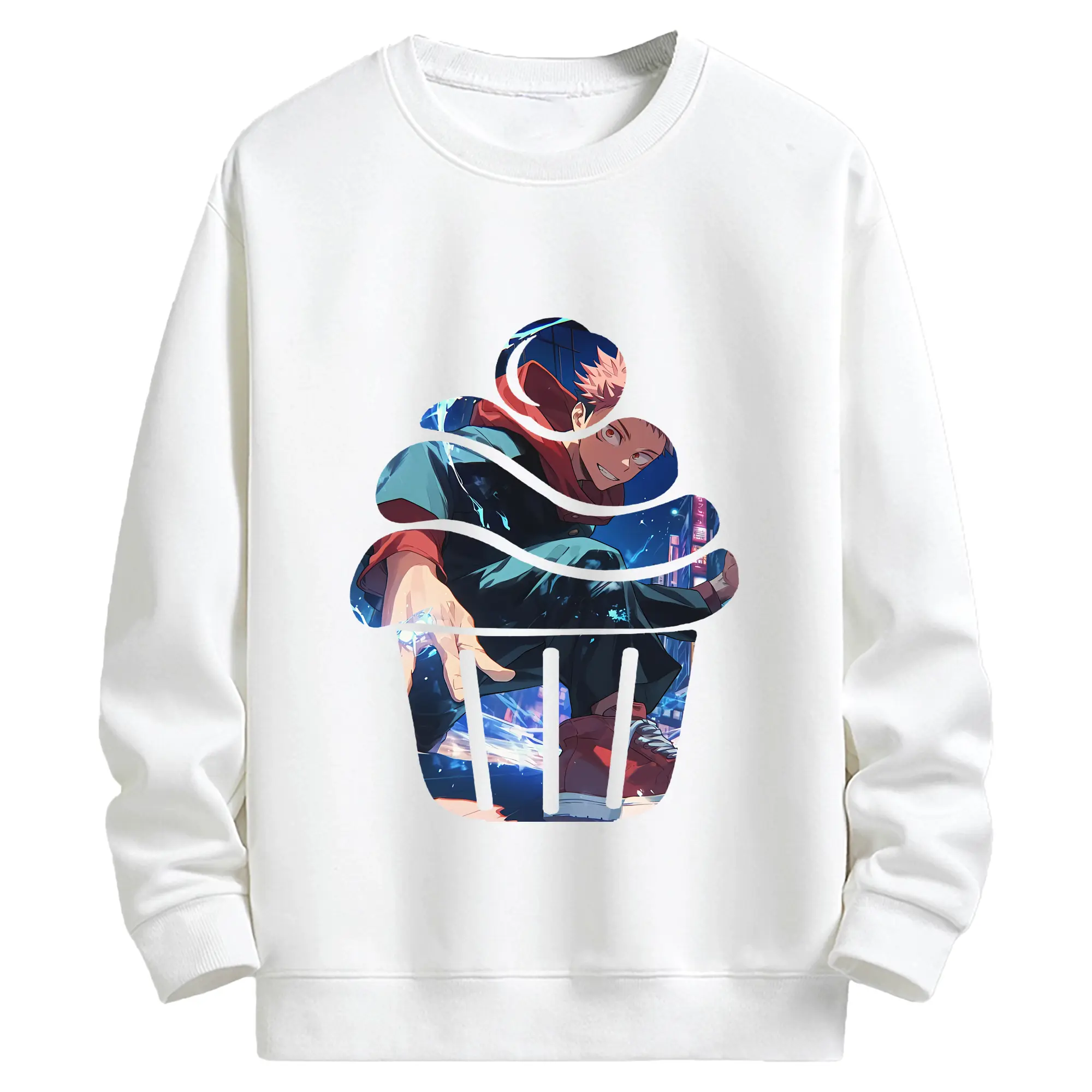 呪術廻戦 グッズ,虎杖 悠仁 - キッズ クルーネックスウェットシャツ ・ フロントプリント ・ 綿80％ ポリエステル20％ ・ 快適 通学 スポーツ 日常使い お散歩用