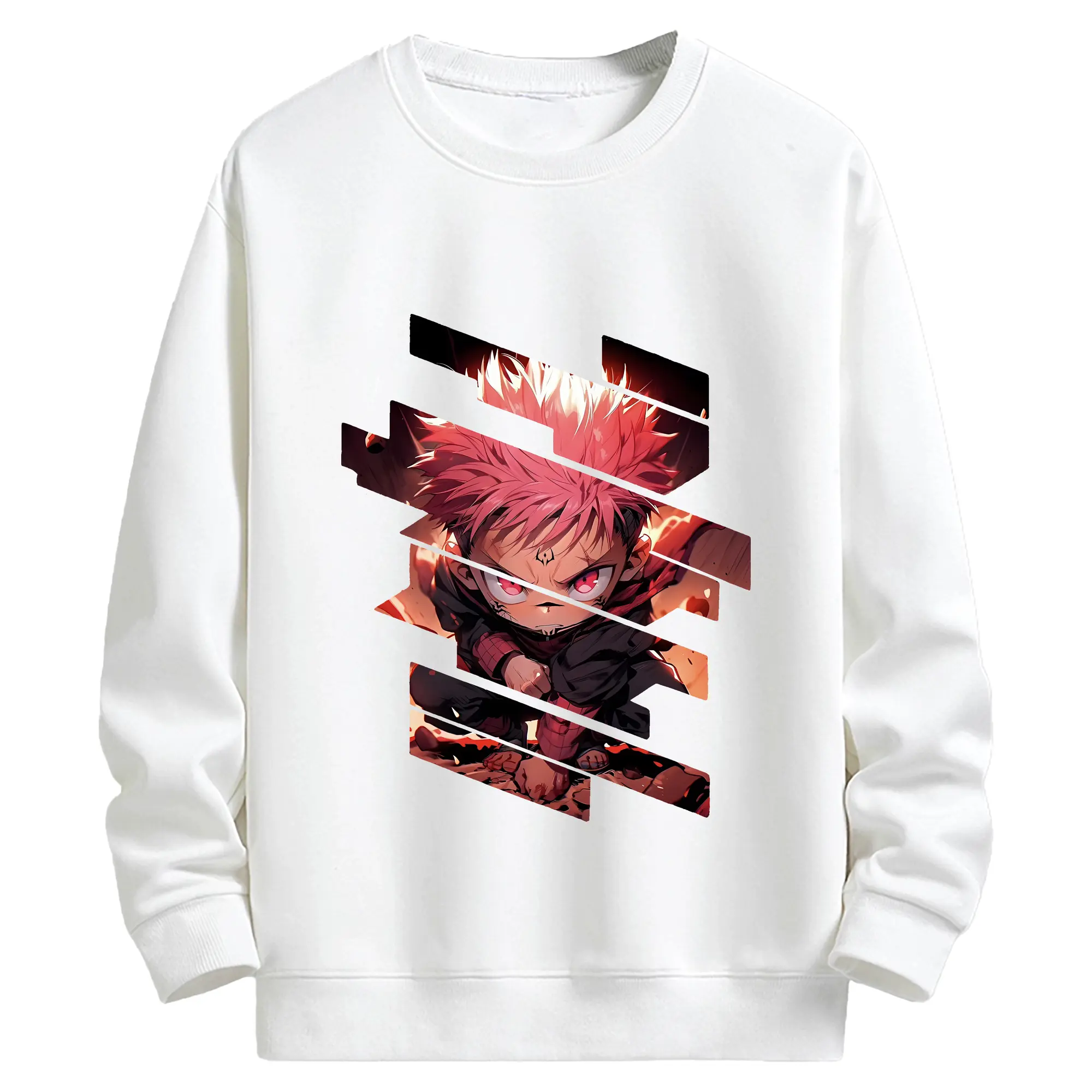 呪術廻戦 グッズ,虎杖 悠仁 - キッズ クルーネックスウェットシャツ ・ フロントプリント ・ 綿80％ ポリエステル20％ ・ 快適 通学 スポーツ 日常使い お散歩用