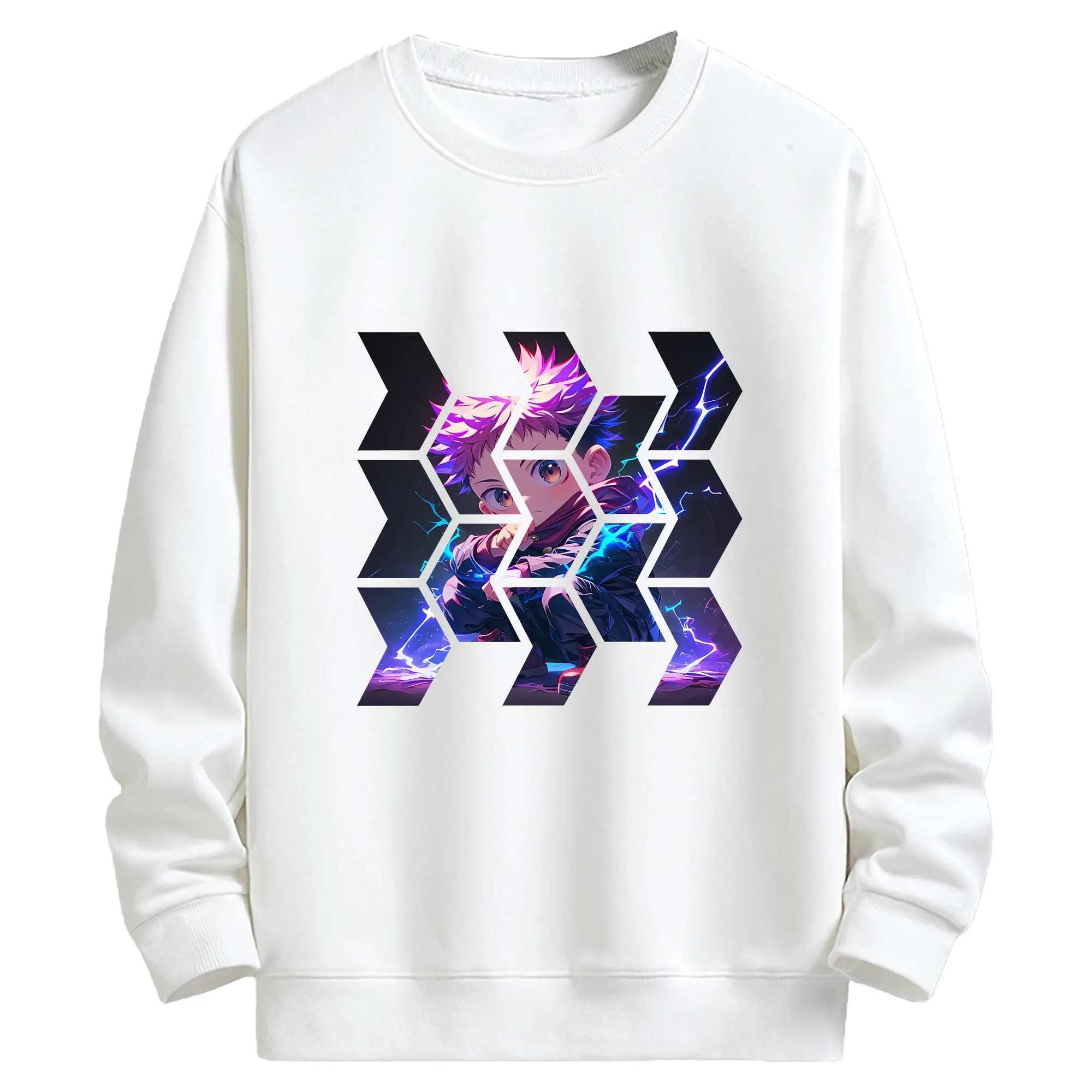 呪術廻戦 グッズ,虎杖 悠仁 - キッズ クルーネックスウェットシャツ ・ フロントプリント ・ 綿80％ ポリエステル20％ ・ 快適 通学 スポーツ 日常使い お散歩用