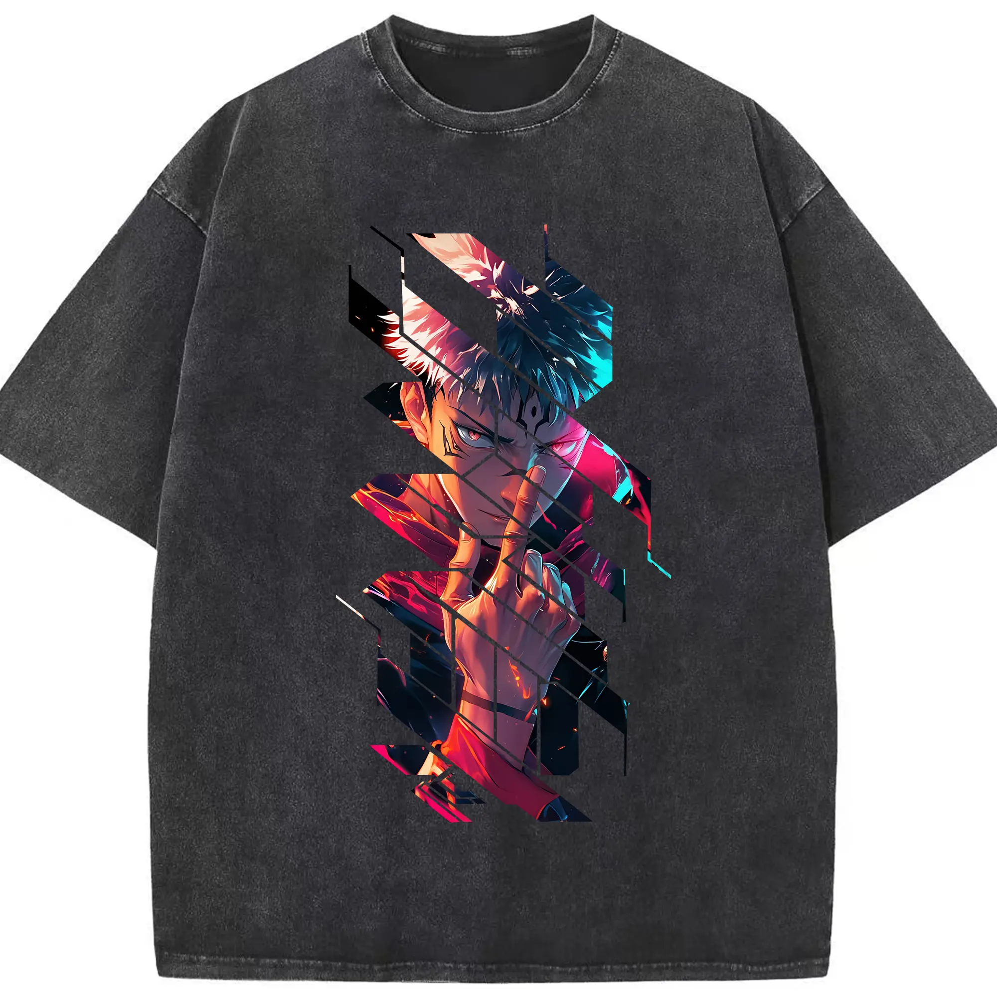 呪術廻戦 グッズ,虎杖 悠仁 - 綿100％ ヴィンテージ風 半袖Tシャツ ・ フロントプリント ・ 柔らか肌触り ・ 通気性 快適 ・ スポーツ カジュアル 外出用