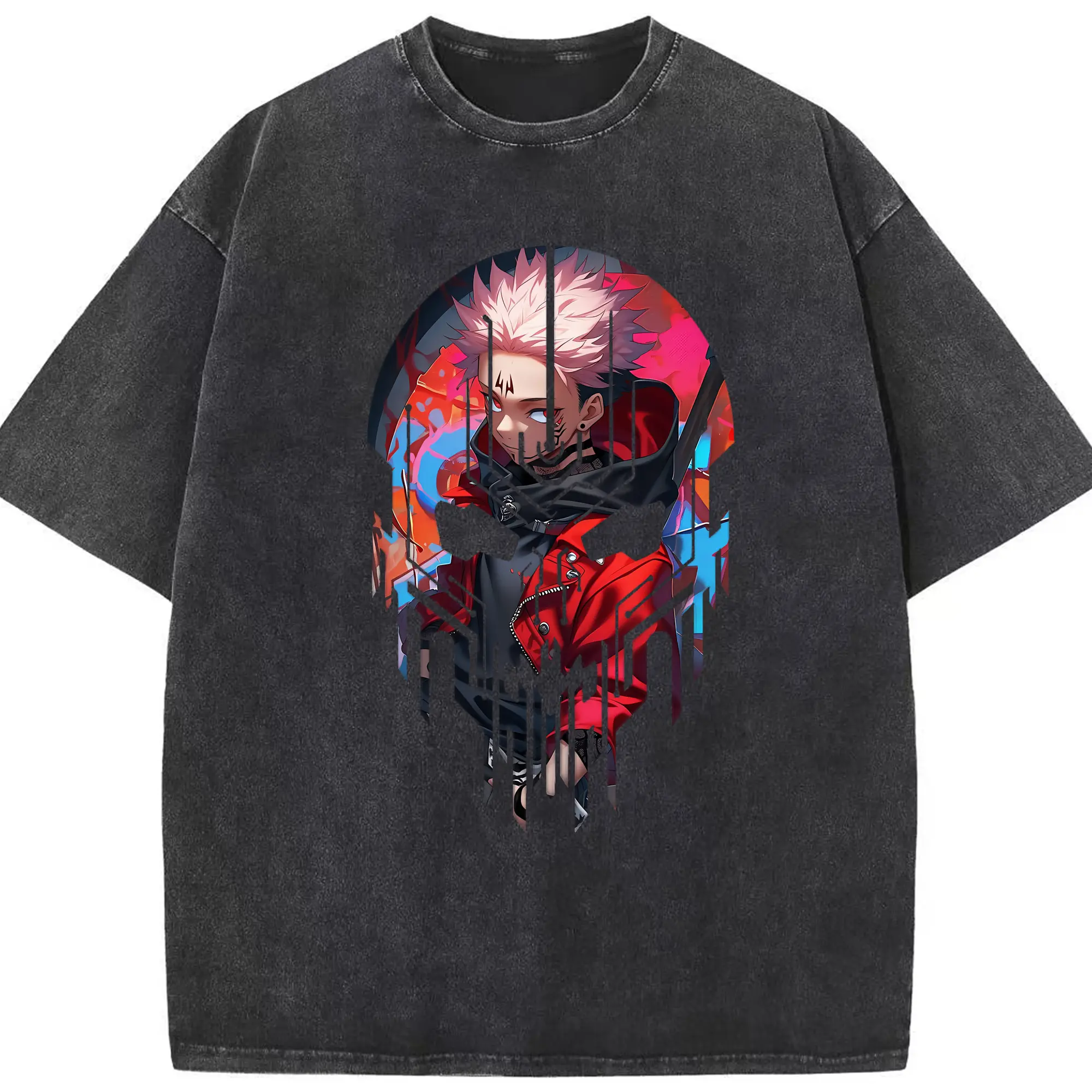 呪術廻戦 グッズ,虎杖 悠仁 - 綿100％ ヴィンテージ風 半袖Tシャツ ・ フロントプリント ・ 柔らか肌触り ・ 通気性 快適 ・ スポーツ カジュアル 外出用