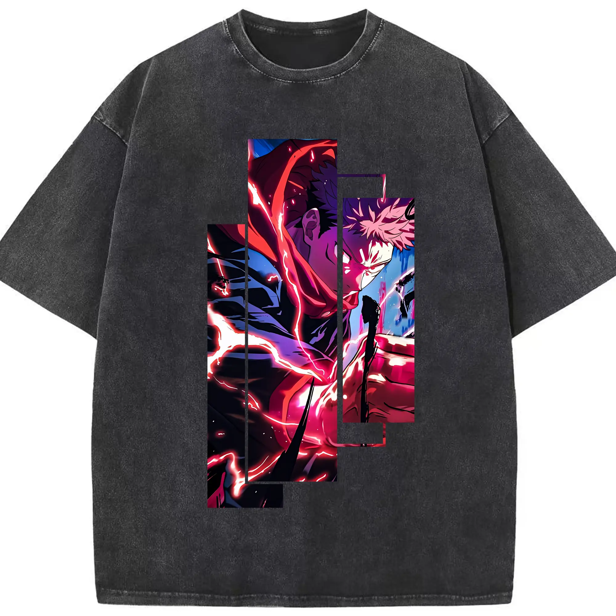 呪術廻戦 グッズ,虎杖 悠仁 - 綿100％ ヴィンテージ風 半袖Tシャツ ・ フロントプリント ・ 柔らか肌触り ・ 通気性 快適 ・ スポーツ カジュアル 外出用