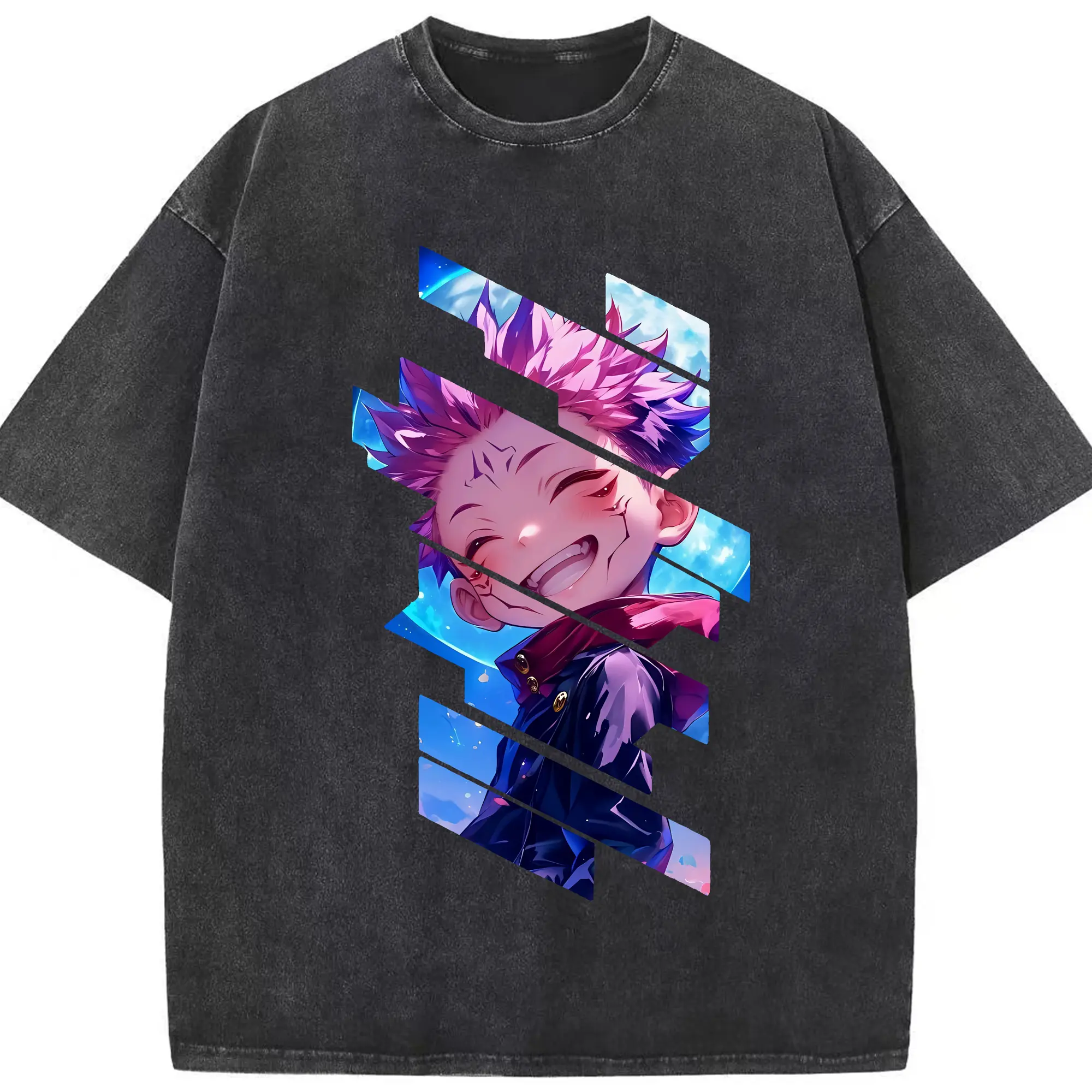 呪術廻戦 グッズ,虎杖 悠仁 - 綿100％ ヴィンテージ風 半袖Tシャツ ・ フロントプリント ・ 柔らか肌触り ・ 通気性 快適 ・ スポーツ カジュアル 外出用