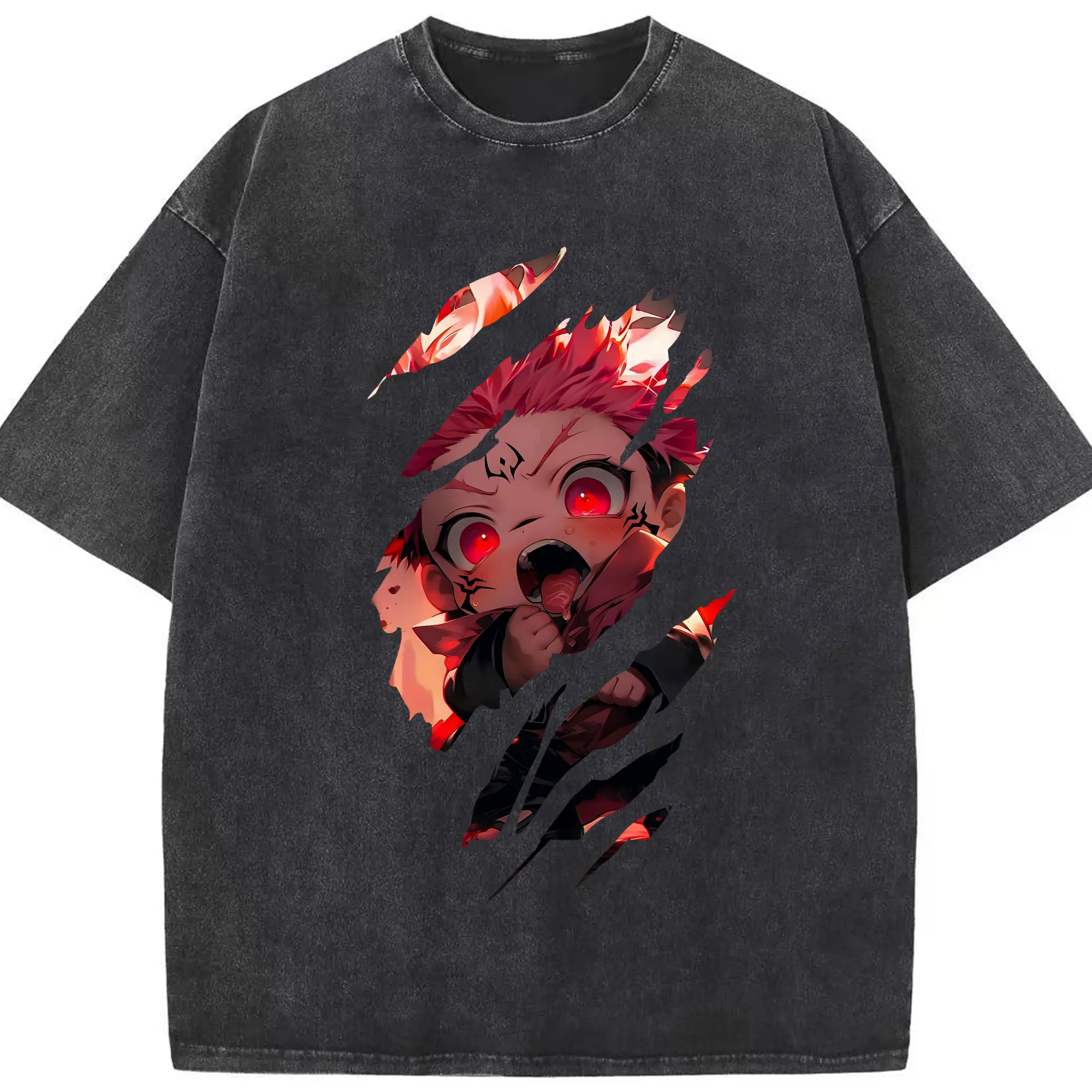 呪術廻戦 グッズ,虎杖 悠仁 - 綿100％ ヴィンテージ風 半袖Tシャツ ・ フロントプリント ・ 柔らか肌触り ・ 通気性 快適 ・ スポーツ カジュアル 外出用