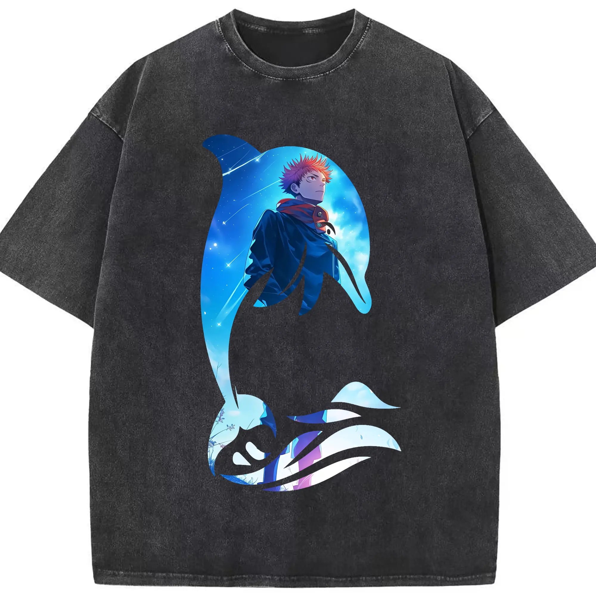 呪術廻戦 グッズ,虎杖 悠仁 - 綿100％ ヴィンテージ風 半袖Tシャツ ・ フロントプリント ・ 柔らか肌触り ・ 通気性 快適 ・ スポーツ カジュアル 外出用