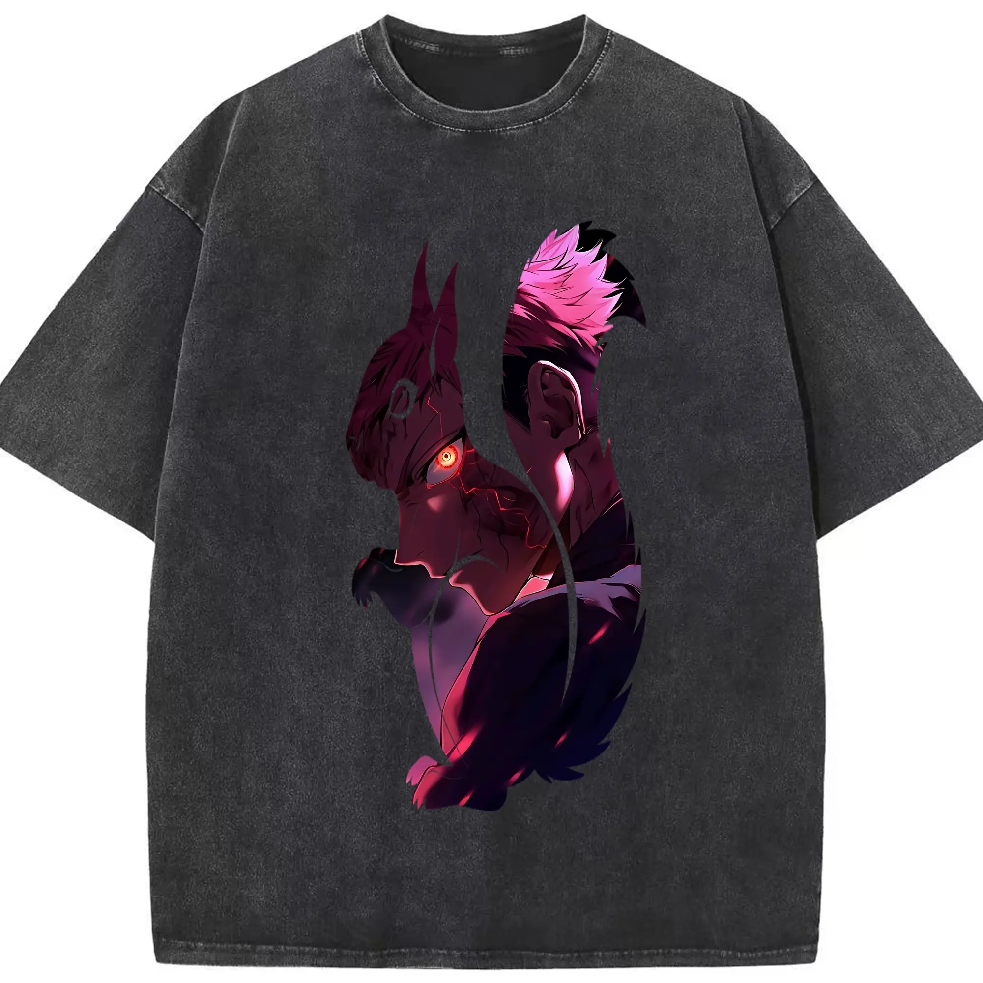 呪術廻戦 グッズ,虎杖 悠仁 - 綿100％ ヴィンテージ風 半袖Tシャツ ・ フロントプリント ・ 柔らか肌触り ・ 通気性 快適 ・ スポーツ カジュアル 外出用