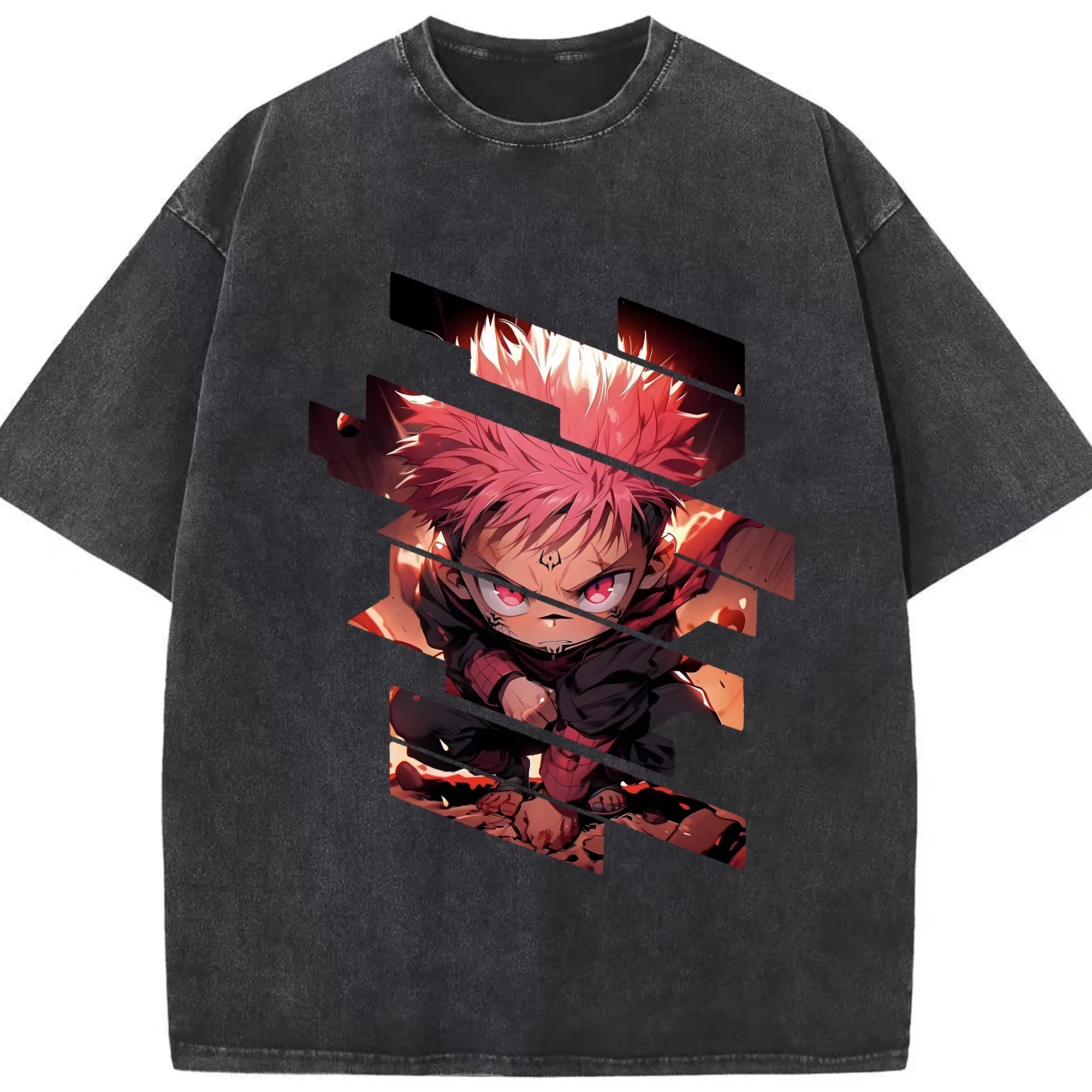 呪術廻戦 グッズ,虎杖 悠仁 - 綿100％ ヴィンテージ風 半袖Tシャツ ・ フロントプリント ・ 柔らか肌触り ・ 通気性 快適 ・ スポーツ カジュアル 外出用