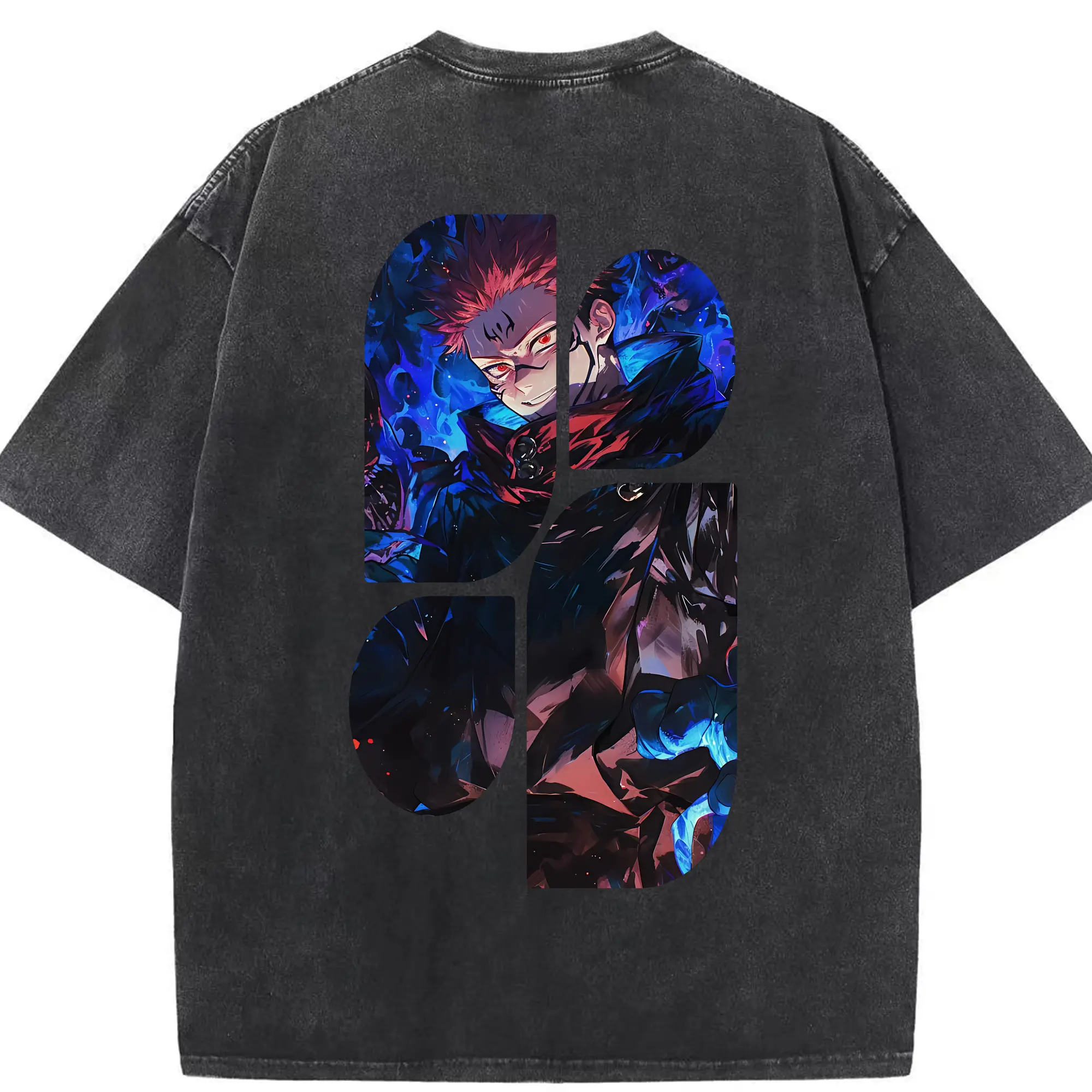 呪術廻戦 グッズ,虎杖 悠仁 - 綿100％ ヴィンテージ風 半袖Tシャツ ・ 背面プリント ・ 柔らか肌触り ・ 通気性 快適 ・ スポーツ カジュアル 外出用