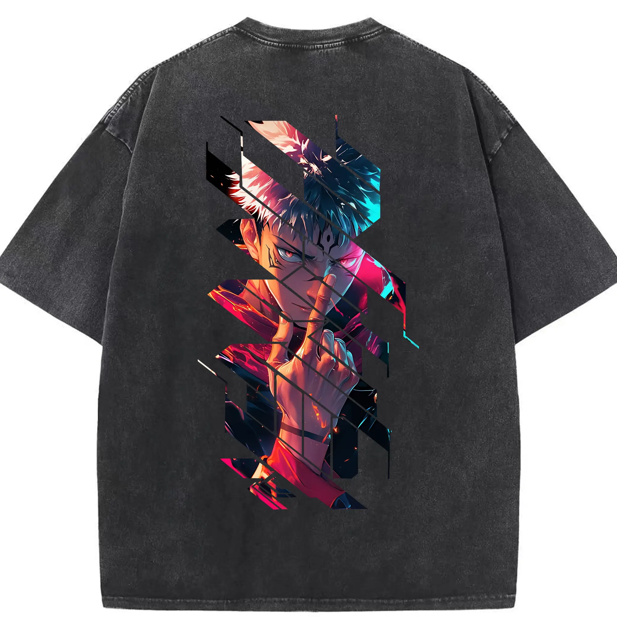 呪術廻戦 グッズ,虎杖 悠仁 - 綿100％ ヴィンテージ風 半袖Tシャツ ・ 背面プリント ・ 柔らか肌触り ・ 通気性 快適 ・ スポーツ カジュアル 外出用