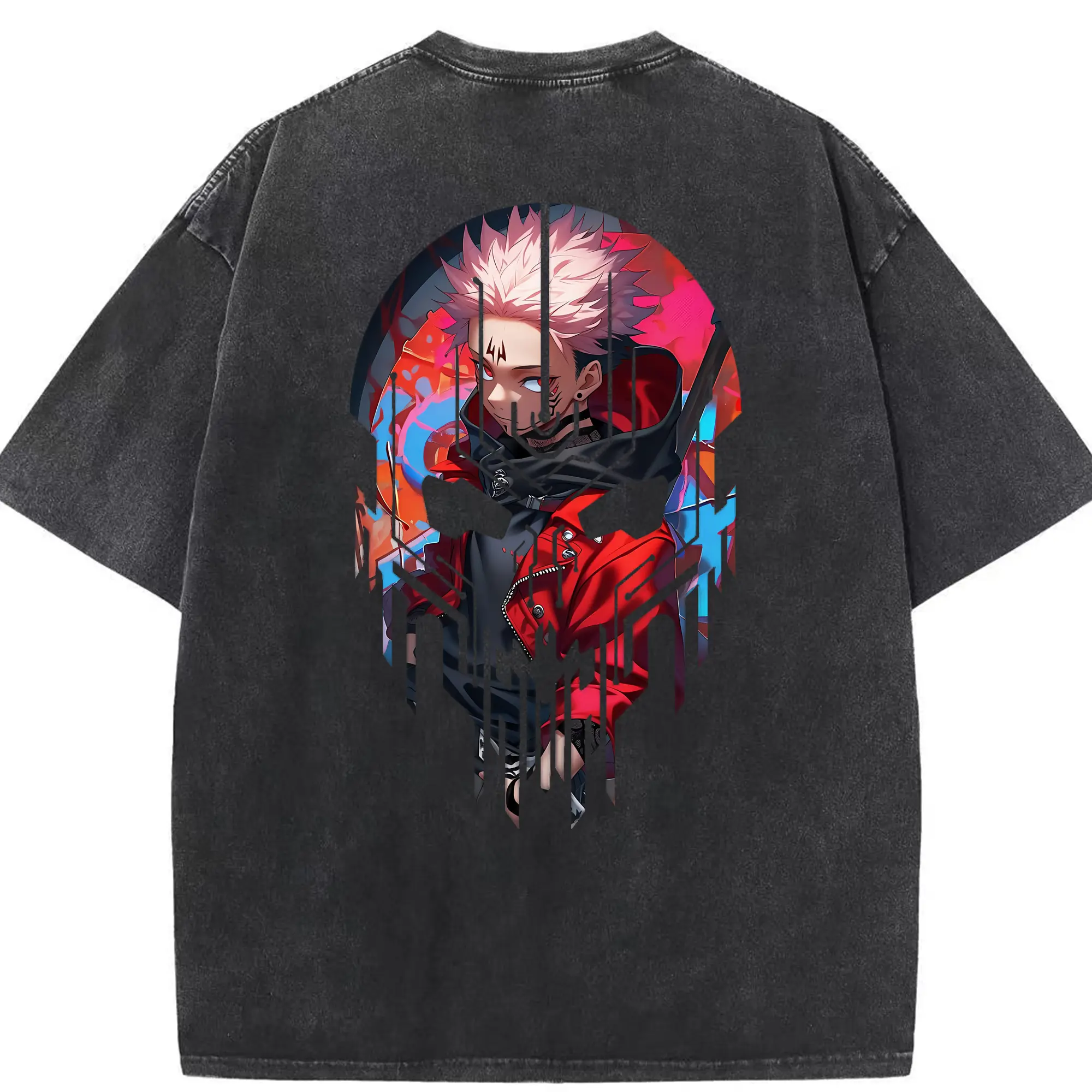 呪術廻戦 グッズ,虎杖 悠仁 - 綿100％ ヴィンテージ風 半袖Tシャツ ・ 背面プリント ・ 柔らか肌触り ・ 通気性 快適 ・ スポーツ カジュアル 外出用