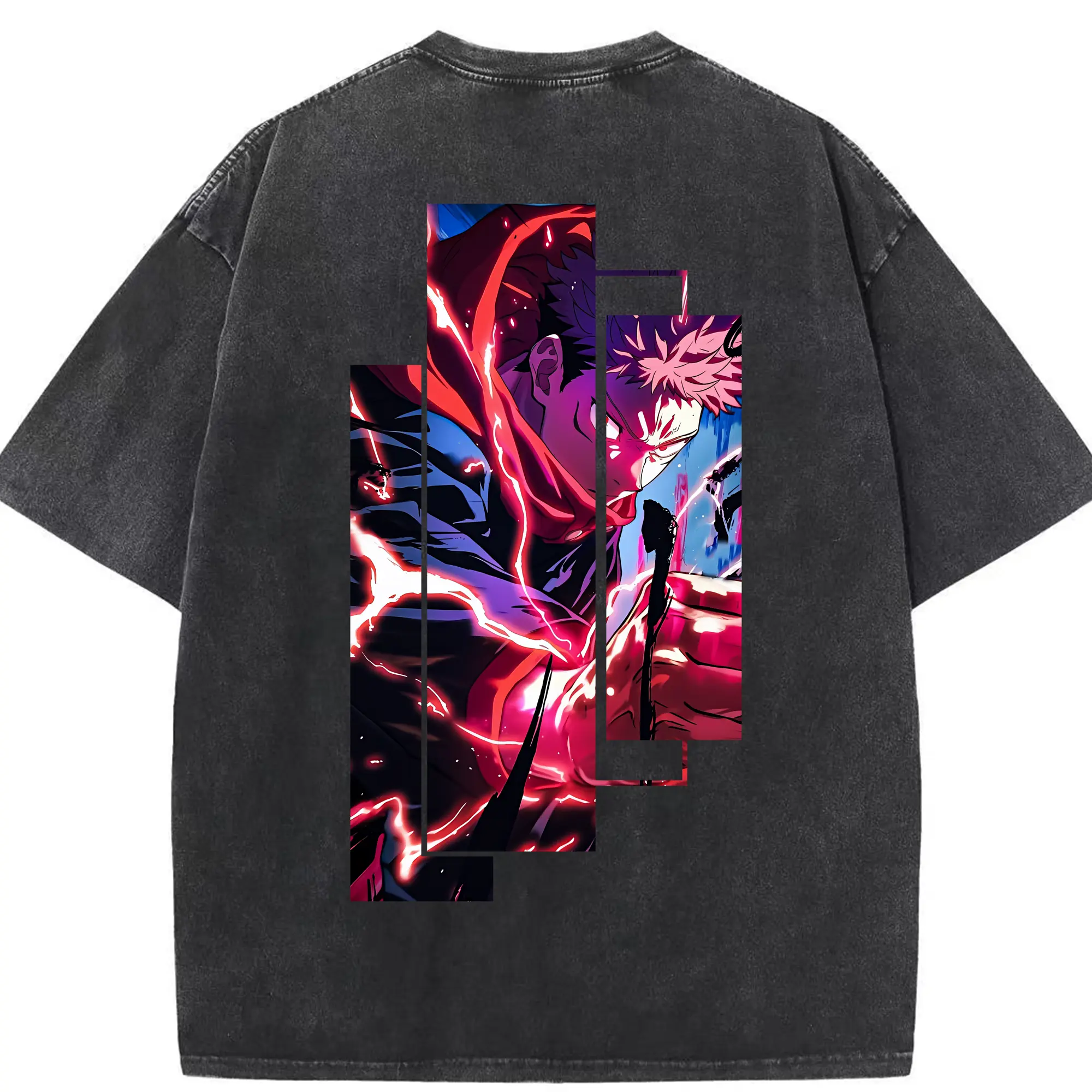 呪術廻戦 グッズ,虎杖 悠仁 - 綿100％ ヴィンテージ風 半袖Tシャツ ・ 背面プリント ・ 柔らか肌触り ・ 通気性 快適 ・ スポーツ カジュアル 外出用