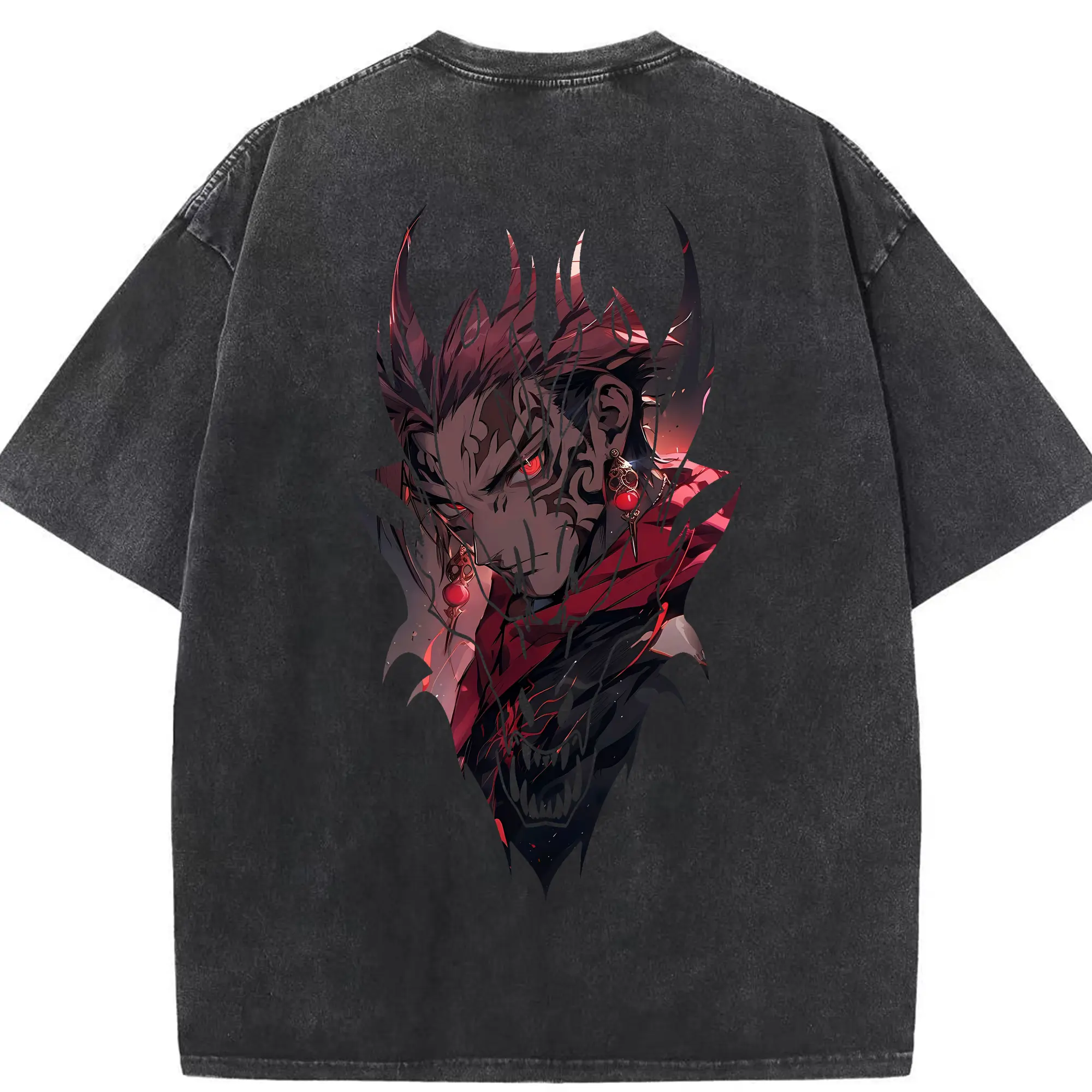 呪術廻戦 グッズ,虎杖 悠仁 - 綿100％ ヴィンテージ風 半袖Tシャツ ・ 背面プリント ・ 柔らか肌触り ・ 通気性 快適 ・ スポーツ カジュアル 外出用