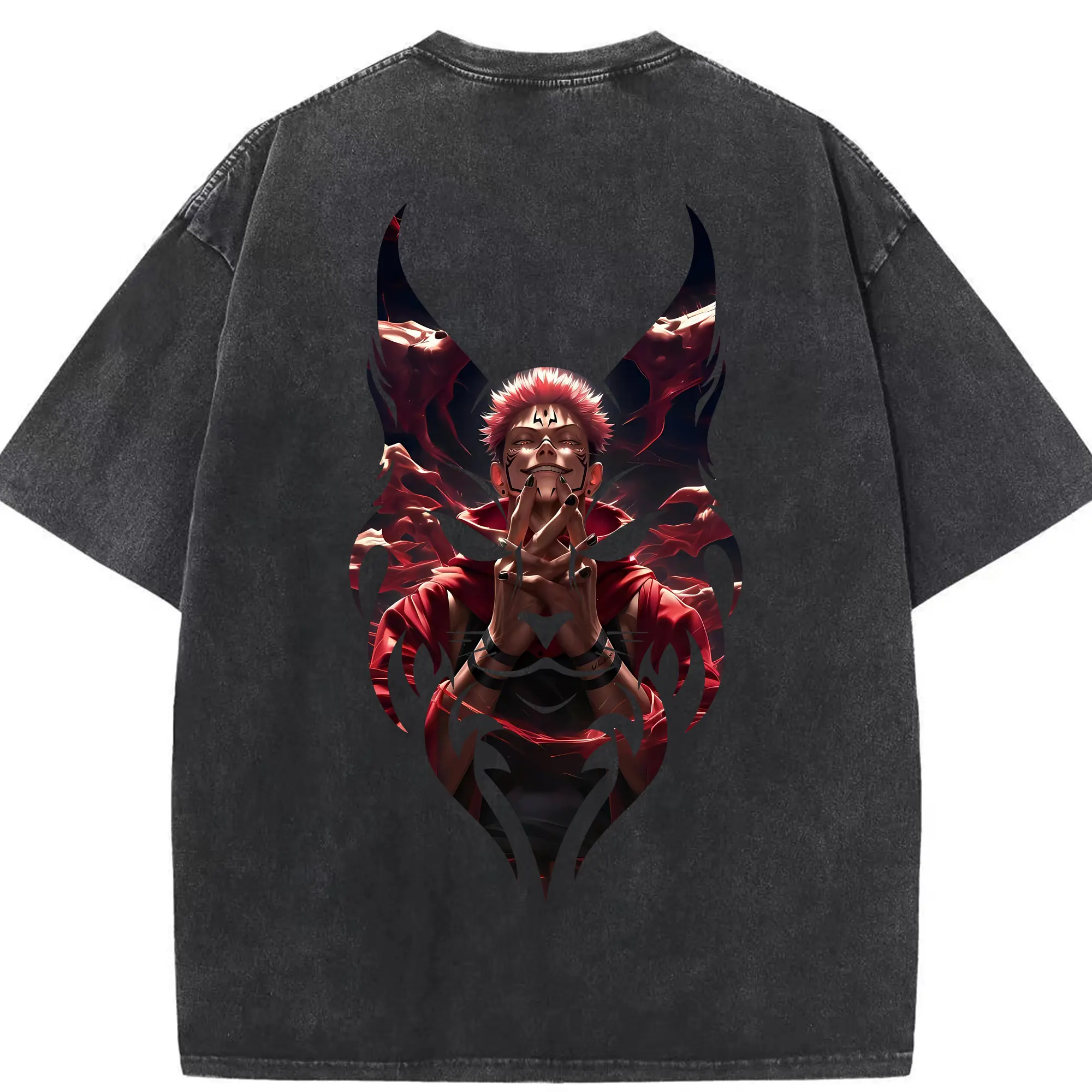 呪術廻戦 グッズ,虎杖 悠仁 - 綿100％ ヴィンテージ風 半袖Tシャツ ・ 背面プリント ・ 柔らか肌触り ・ 通気性 快適 ・ スポーツ カジュアル 外出用