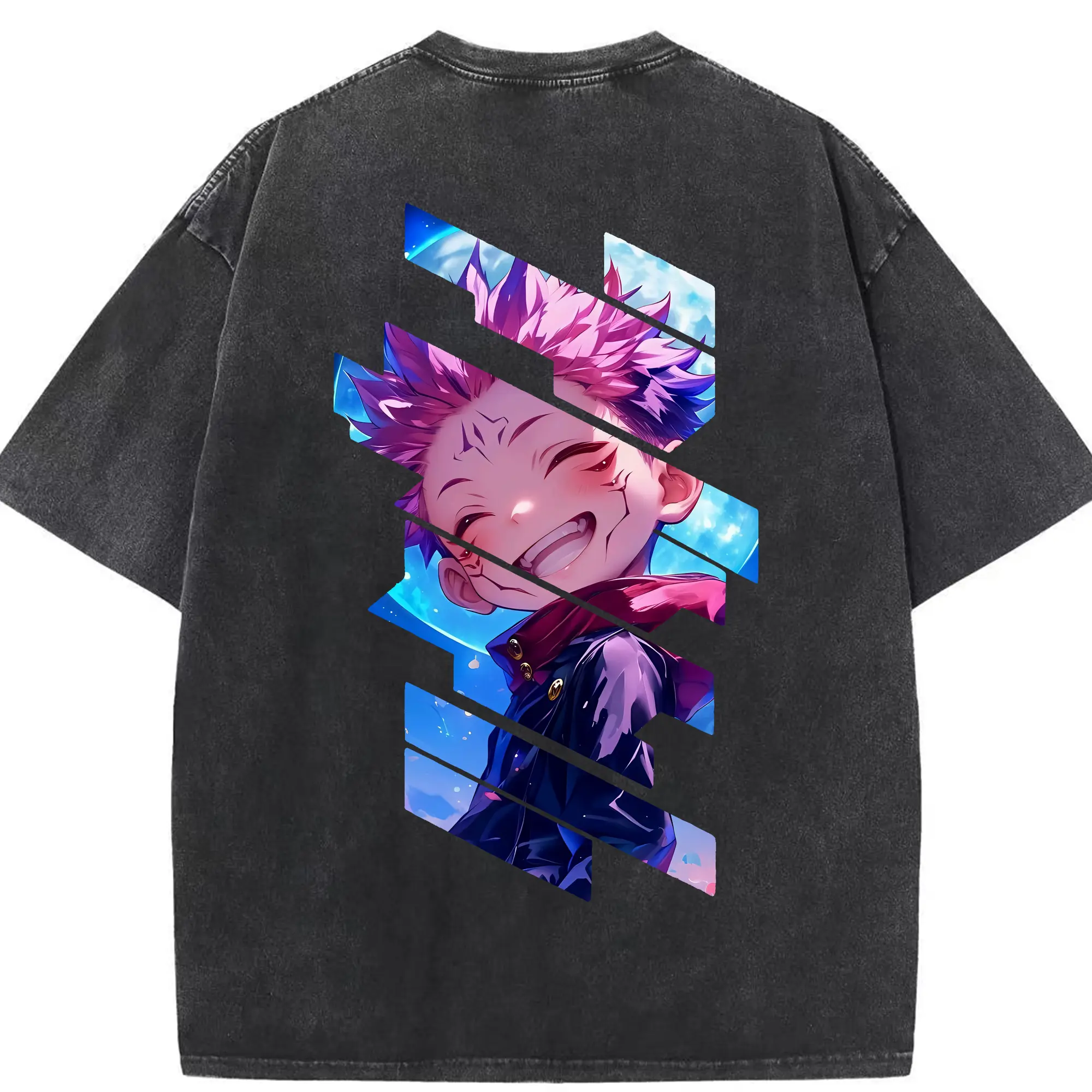 呪術廻戦 グッズ,虎杖 悠仁 - 綿100％ ヴィンテージ風 半袖Tシャツ ・ 背面プリント ・ 柔らか肌触り ・ 通気性 快適 ・ スポーツ カジュアル 外出用