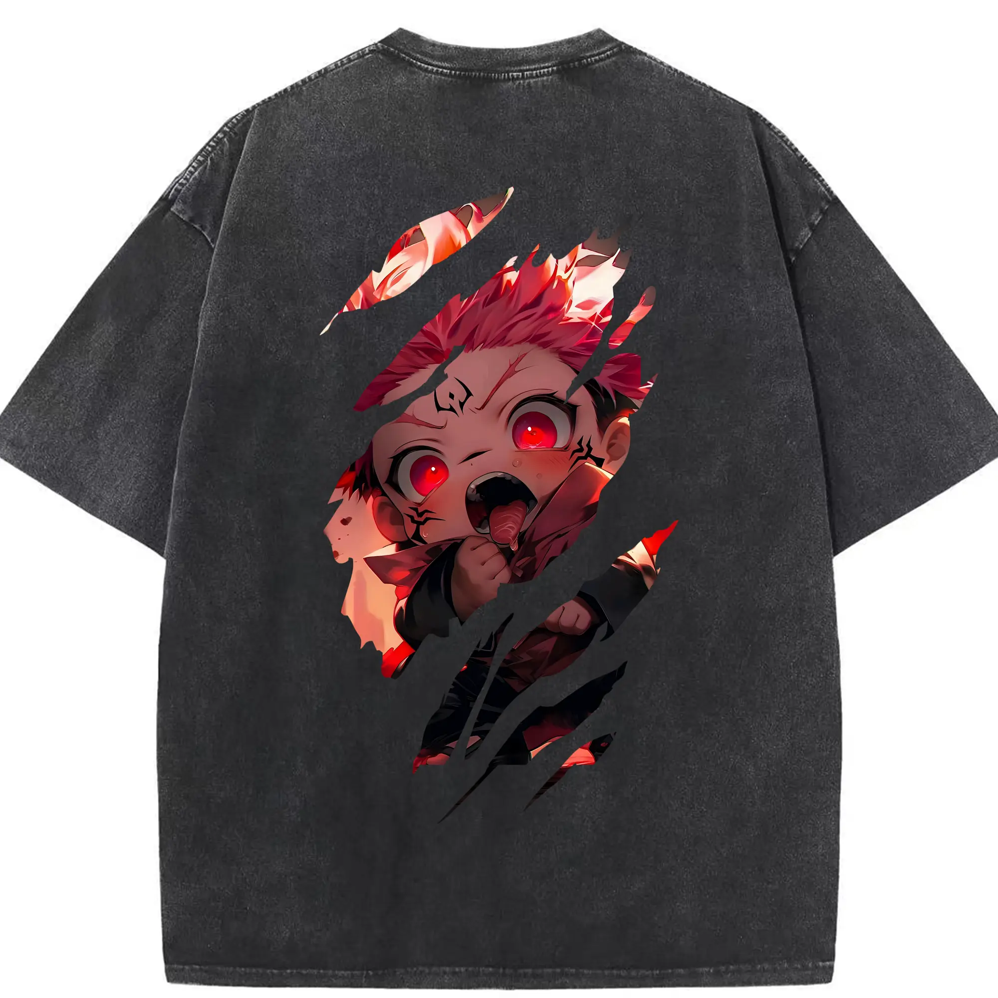 呪術廻戦 グッズ,虎杖 悠仁 - 綿100％ ヴィンテージ風 半袖Tシャツ ・ 背面プリント ・ 柔らか肌触り ・ 通気性 快適 ・ スポーツ カジュアル 外出用