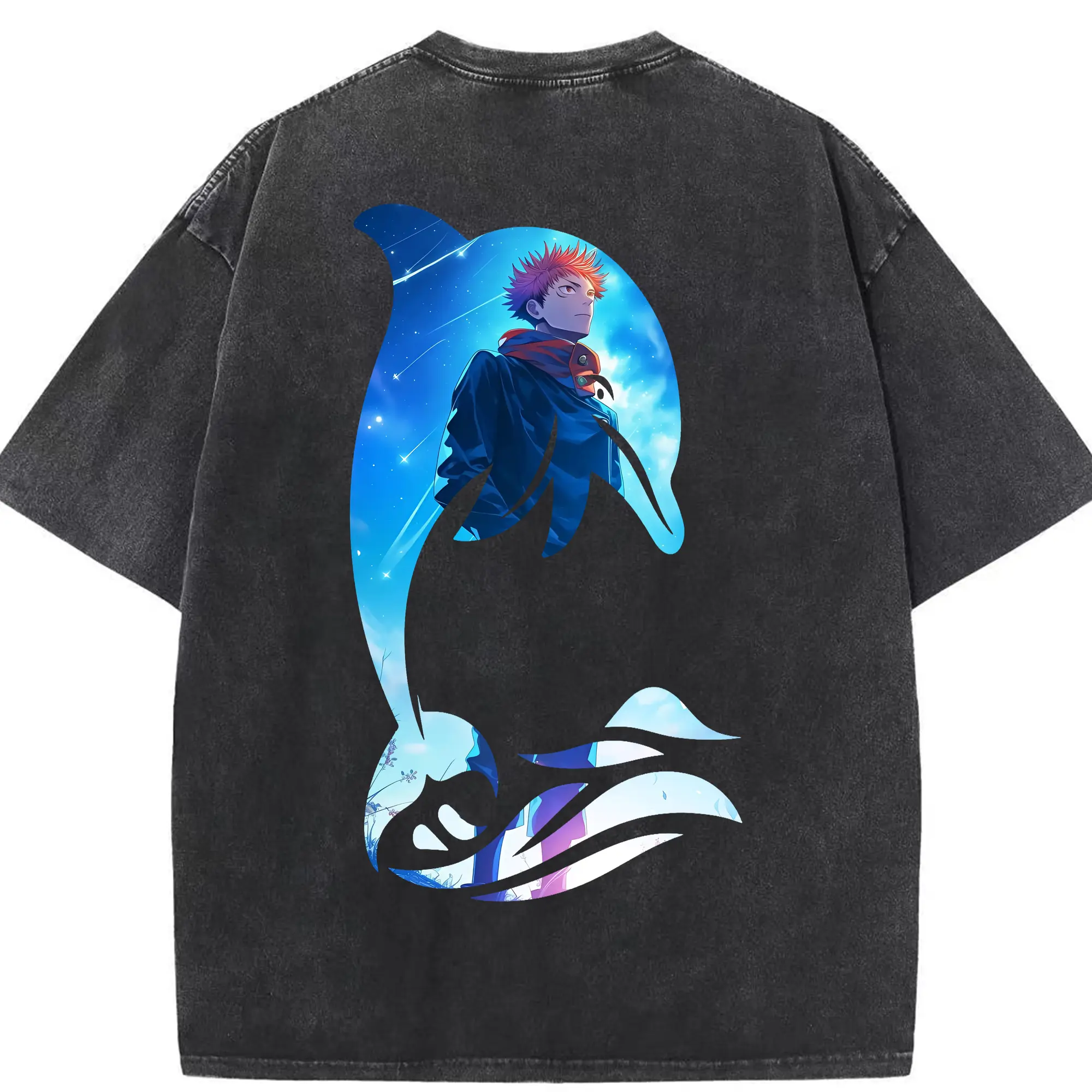 呪術廻戦 グッズ,虎杖 悠仁 - 綿100％ ヴィンテージ風 半袖Tシャツ ・ 背面プリント ・ 柔らか肌触り ・ 通気性 快適 ・ スポーツ カジュアル 外出用