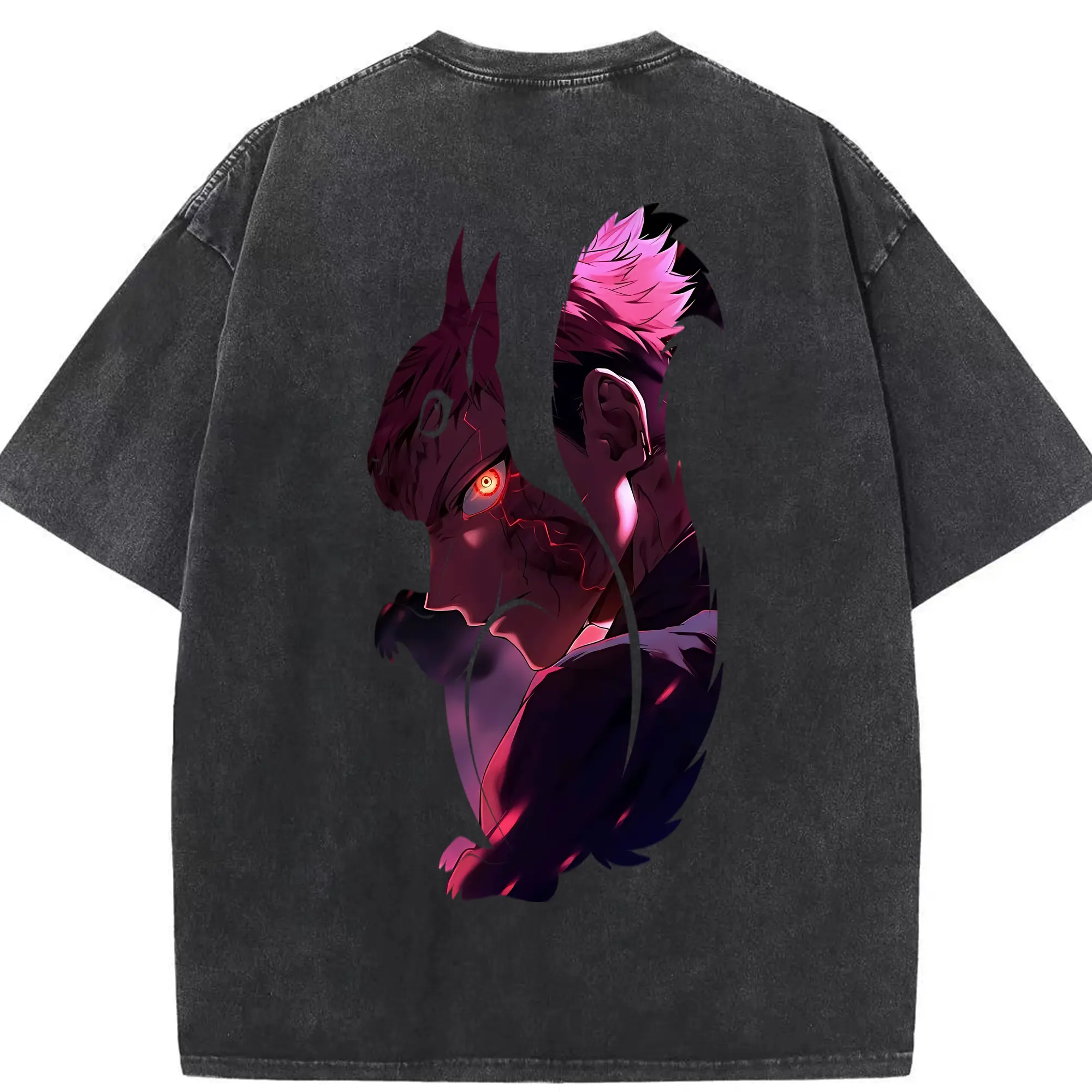 呪術廻戦 グッズ,虎杖 悠仁 - 綿100％ ヴィンテージ風 半袖Tシャツ ・ 背面プリント ・ 柔らか肌触り ・ 通気性 快適 ・ スポーツ カジュアル 外出用