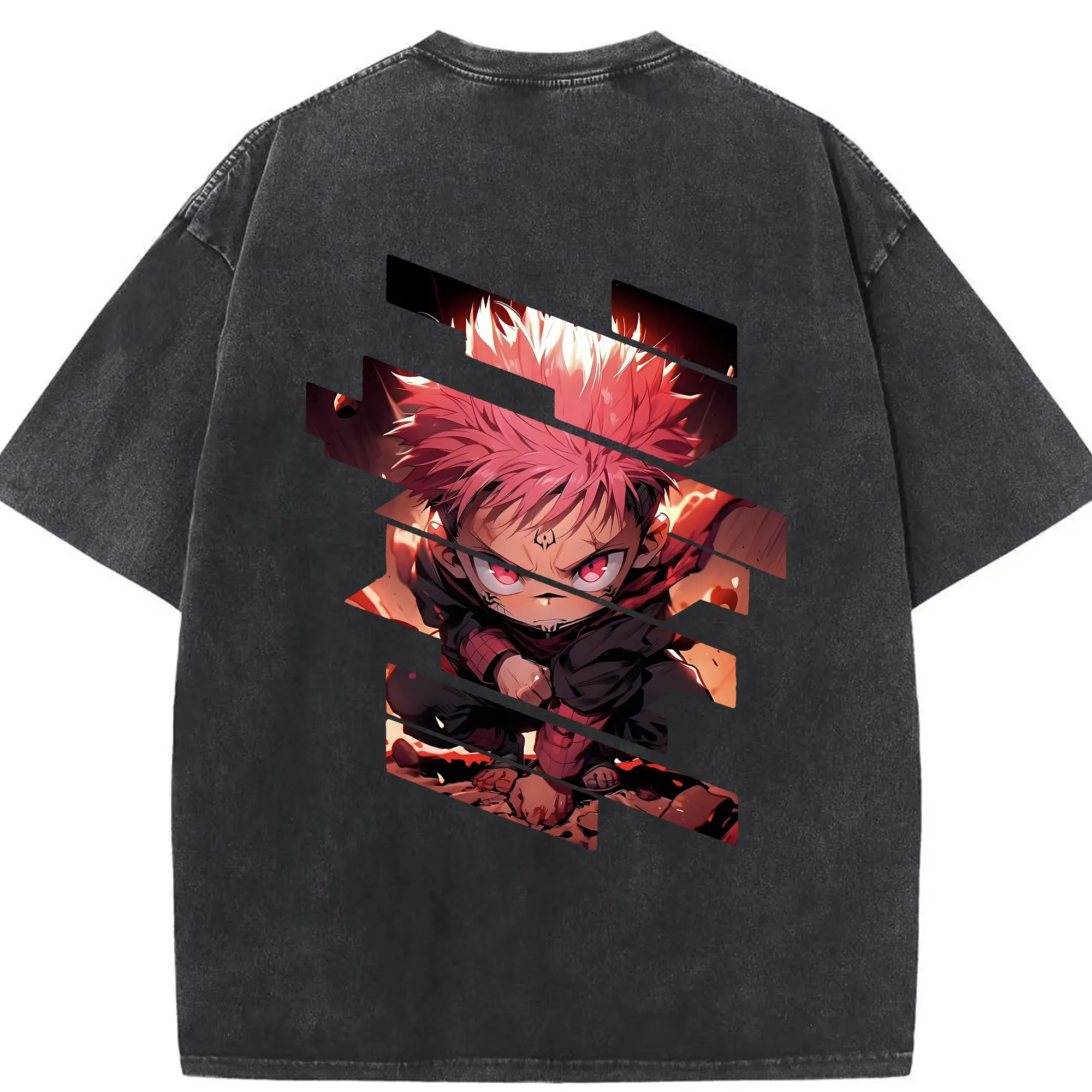 呪術廻戦 グッズ,虎杖 悠仁 - 綿100％ ヴィンテージ風 半袖Tシャツ ・ 背面プリント ・ 柔らか肌触り ・ 通気性 快適 ・ スポーツ カジュアル 外出用