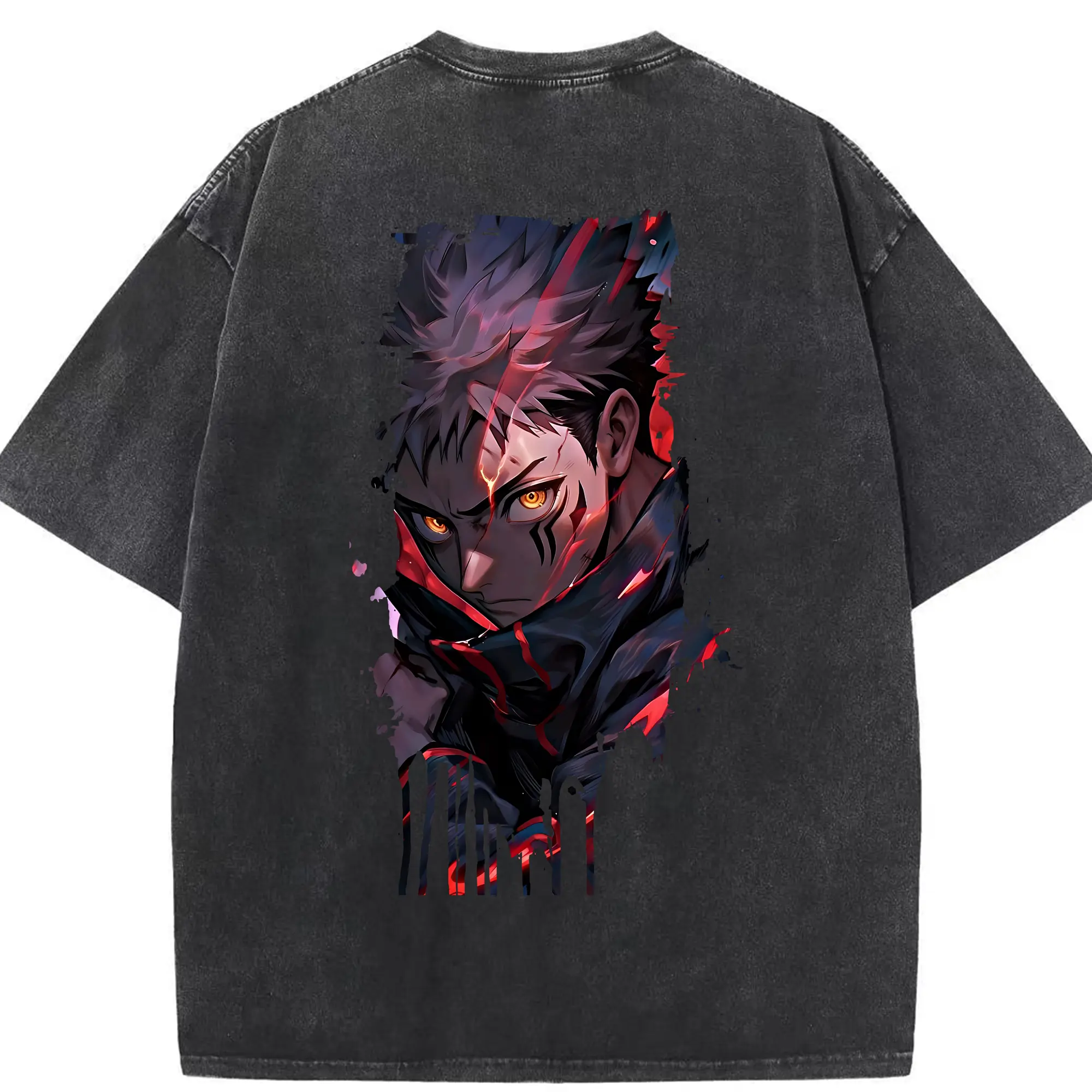 呪術廻戦 グッズ,虎杖 悠仁 - 綿100％ ヴィンテージ風 半袖Tシャツ ・ 背面プリント ・ 柔らか肌触り ・ 通気性 快適 ・ スポーツ カジュアル 外出用