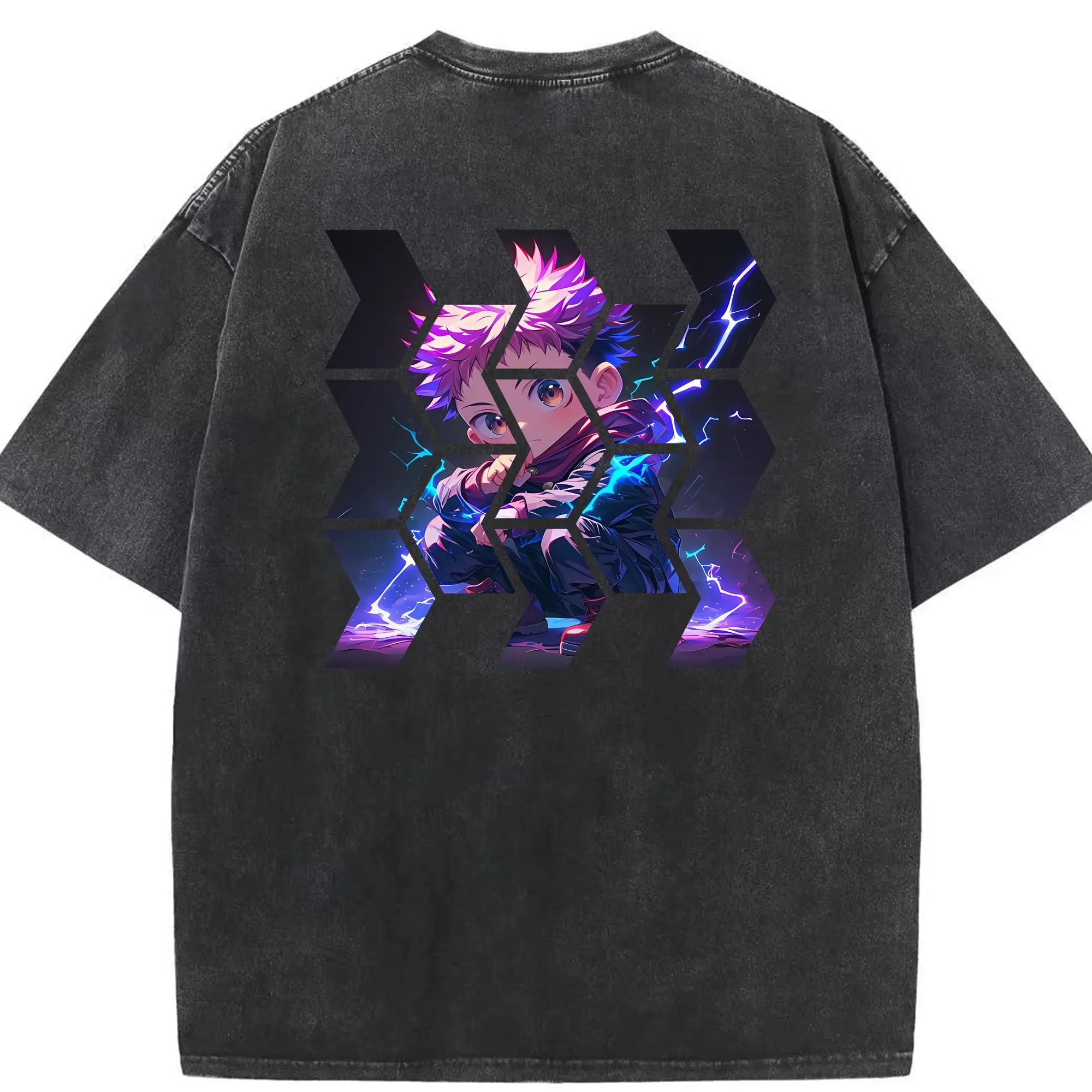 呪術廻戦 グッズ,虎杖 悠仁 - 綿100％ ヴィンテージ風 半袖Tシャツ ・ 背面プリント ・ 柔らか肌触り ・ 通気性 快適 ・ スポーツ カジュアル 外出用