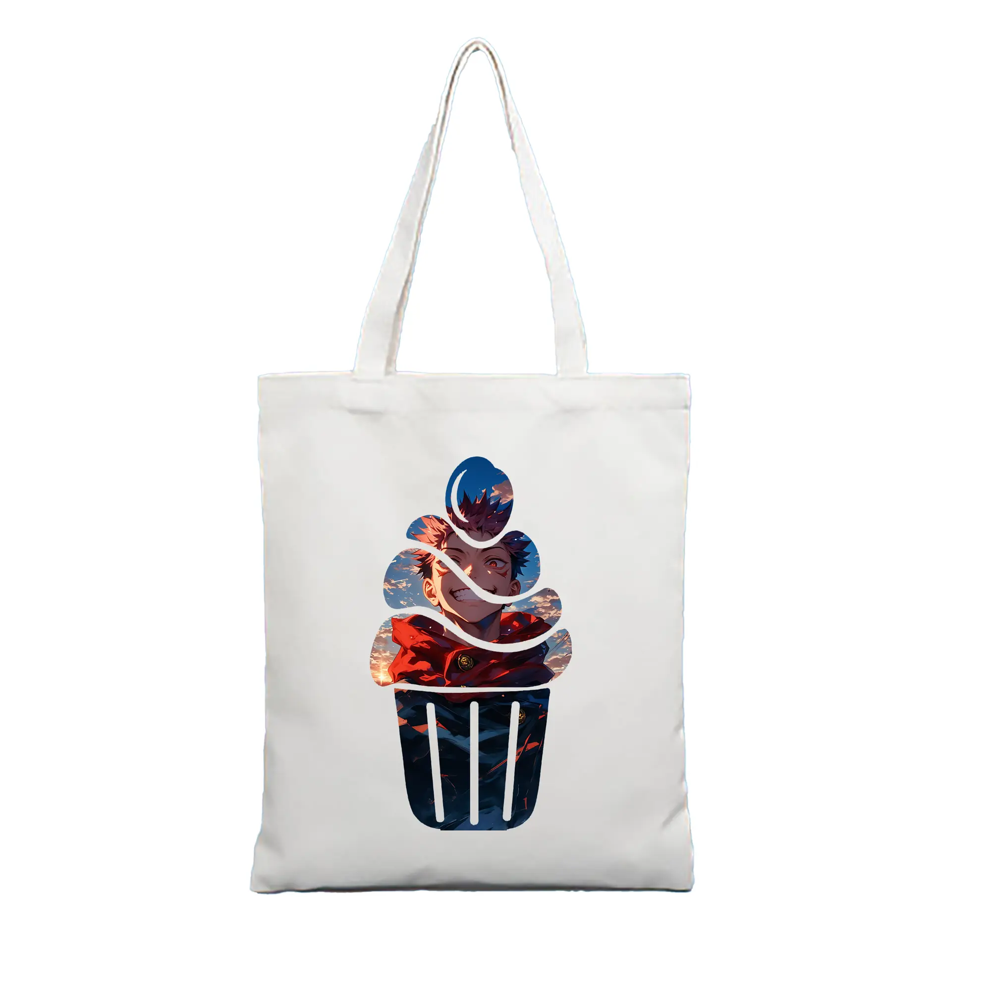 呪術廻戦 グッズ,虎杖 悠仁 - 縦型キャンバス手提げバッグ（トートバッグ） ・ キャンバス素材 ・ ショッピング用 ・ 軽量 丈夫 お手入れ簡単