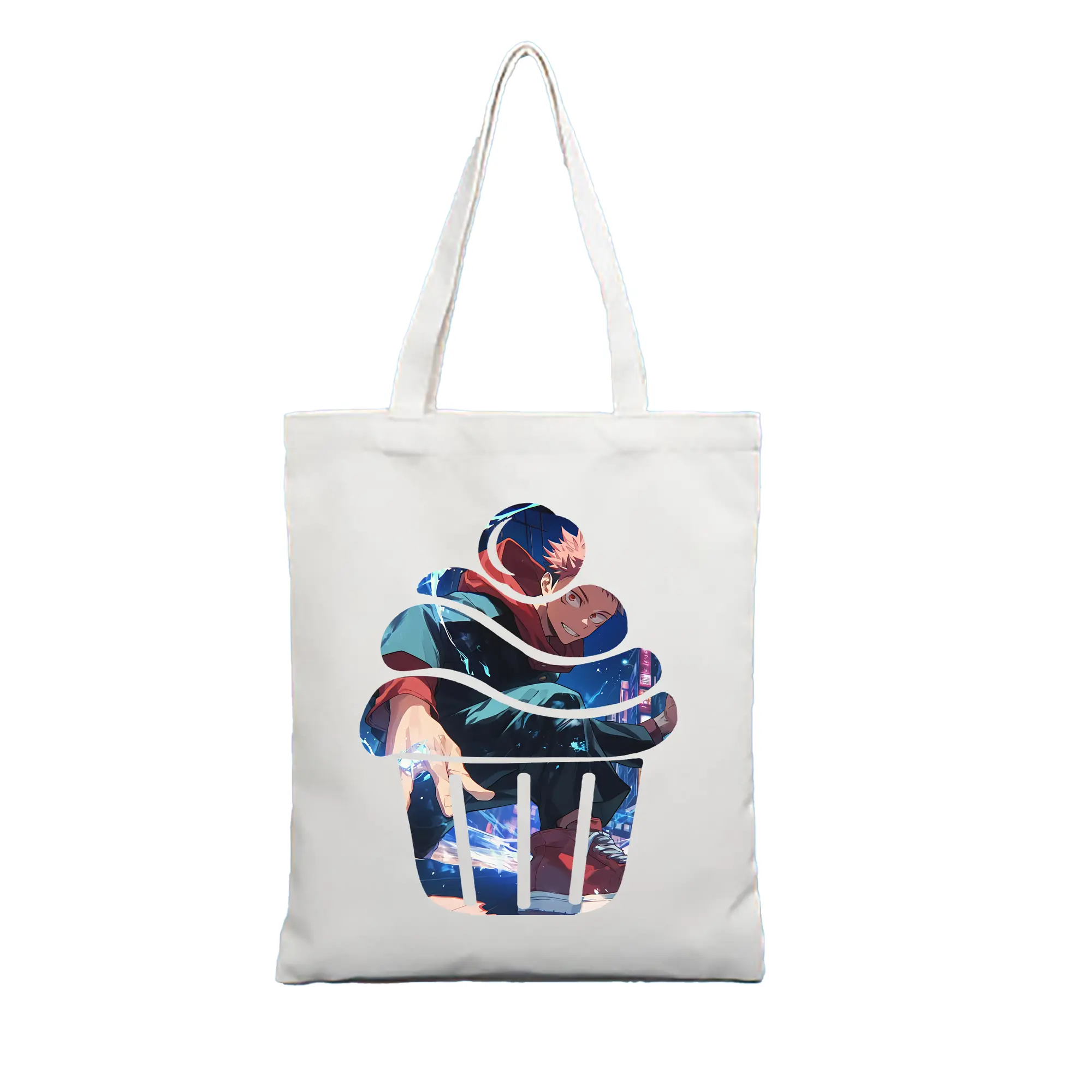 呪術廻戦 グッズ,虎杖 悠仁 - 縦型キャンバス手提げバッグ（トートバッグ） ・ キャンバス素材 ・ ショッピング用 ・ 軽量 丈夫 お手入れ簡単