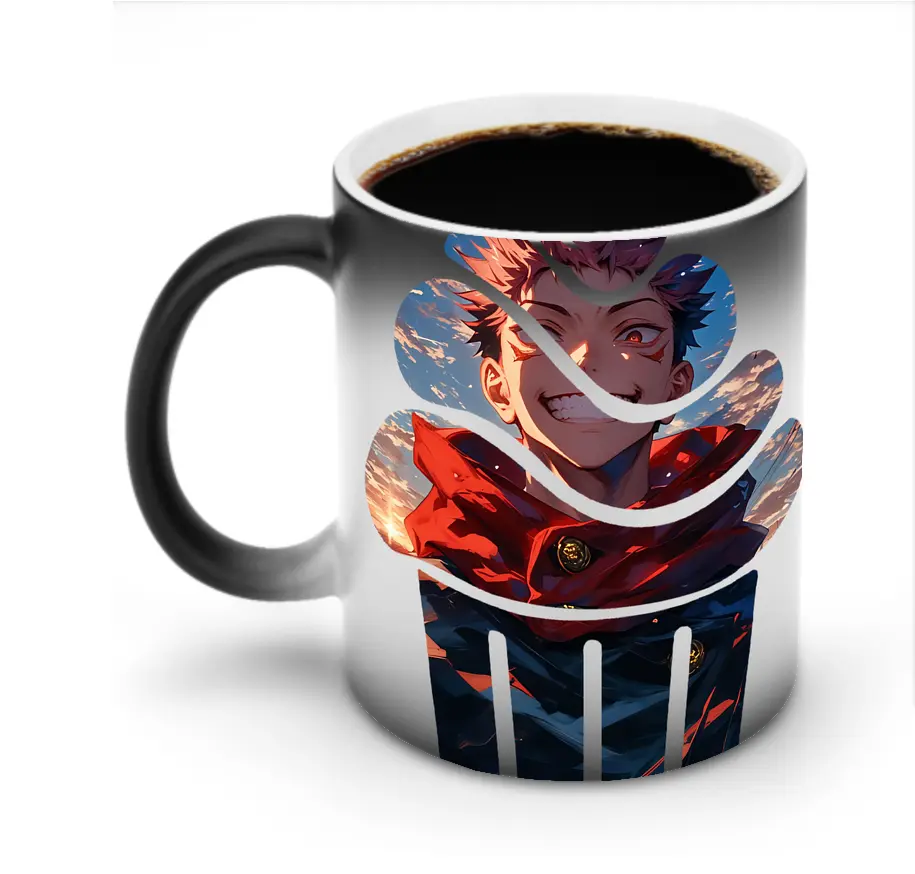 呪術廻戦 グッズ,虎杖 悠仁 - 変色マグカップ ・ セラミック ・ 熱転写プリント ・ 耐久性 高品質 ・ ギフト・自宅用 コーヒー お茶