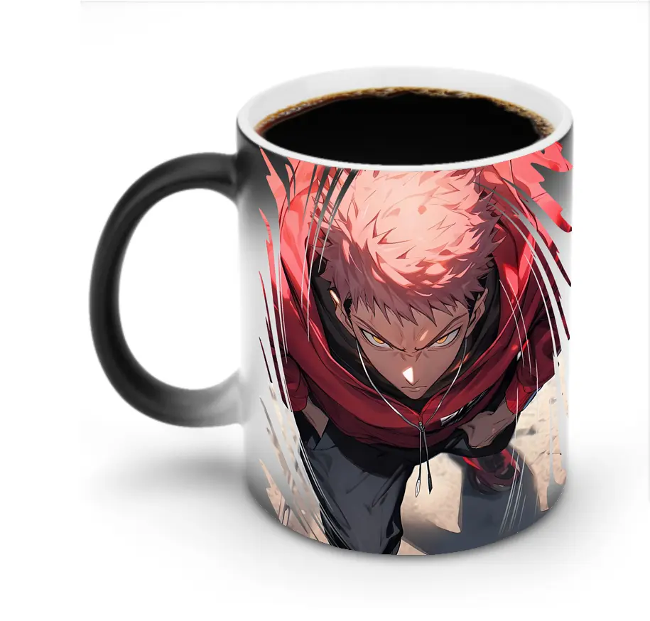 呪術廻戦 グッズ,虎杖 悠仁 - 変色マグカップ ・ セラミック ・ 熱転写プリント ・ 耐久性 高品質 ・ ギフト・自宅用 コーヒー お茶