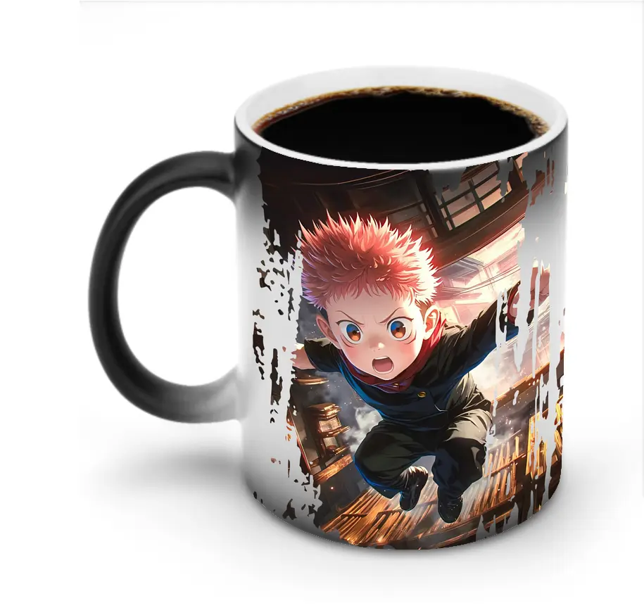 呪術廻戦 グッズ,虎杖 悠仁 - 変色マグカップ ・ セラミック ・ 熱転写プリント ・ 耐久性 高品質 ・ ギフト・自宅用 コーヒー お茶