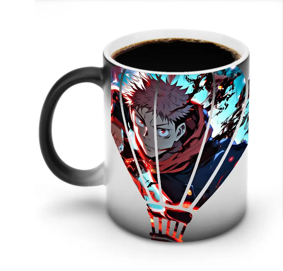 呪術廻戦 グッズ,虎杖 悠仁 - 変色マグカップ ・ セラミック ・ 熱転写プリント ・ 耐久性 高品質 ・ ギフト・自宅用 コーヒー お茶