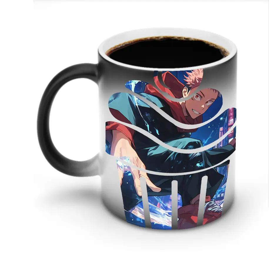 呪術廻戦 グッズ,虎杖 悠仁 - 変色マグカップ ・ セラミック ・ 熱転写プリント ・ 耐久性 高品質 ・ ギフト・自宅用 コーヒー お茶