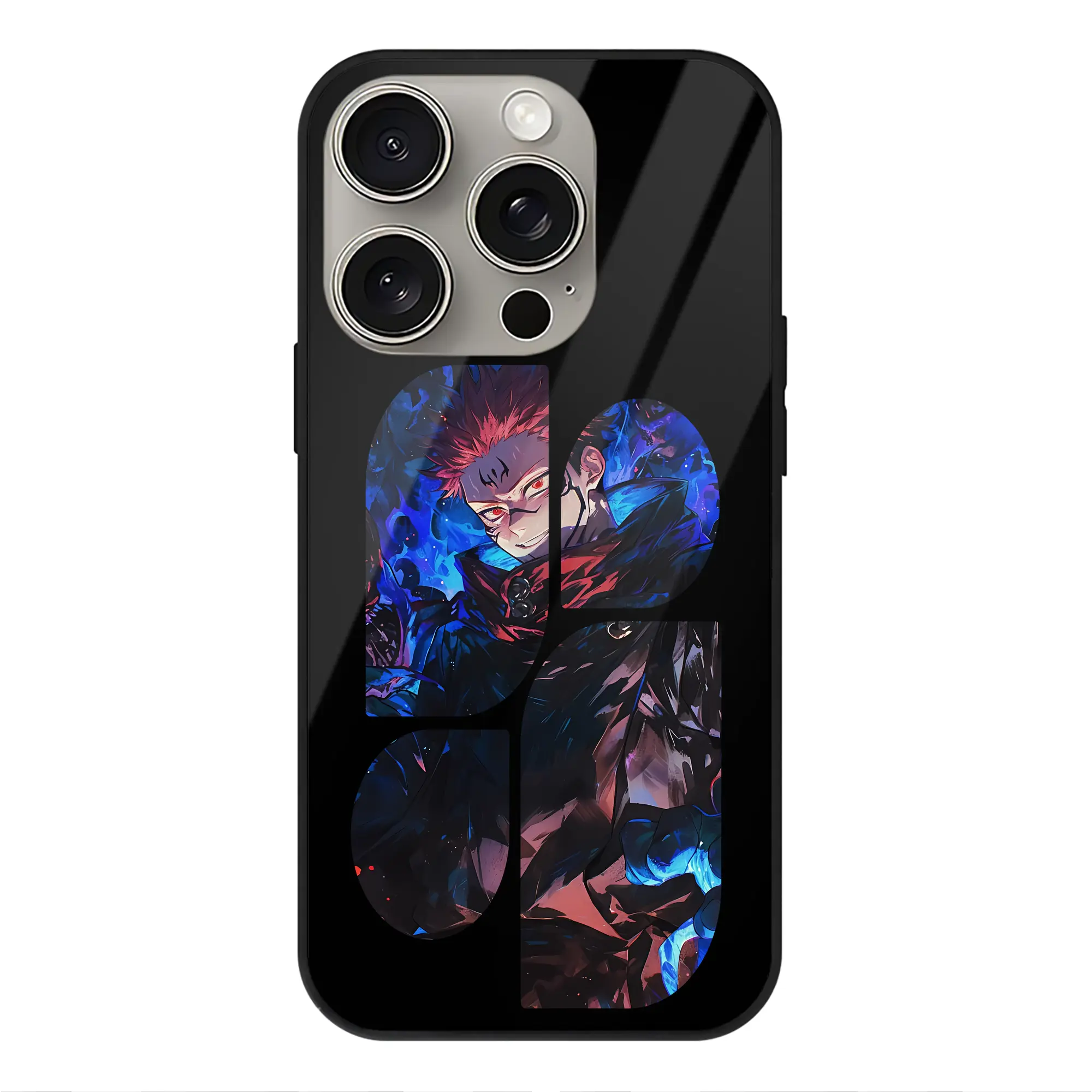 呪術廻戦 グッズ,虎杖 悠仁 - IPhone15Pro対応 ・ スマホケース ・ 背面ガラス ・ TPU+強化ガラス ・ 耐衝撃 ・ 黄変防止 ・ ワイヤレス充電対応 ・ 3D立体ボタン