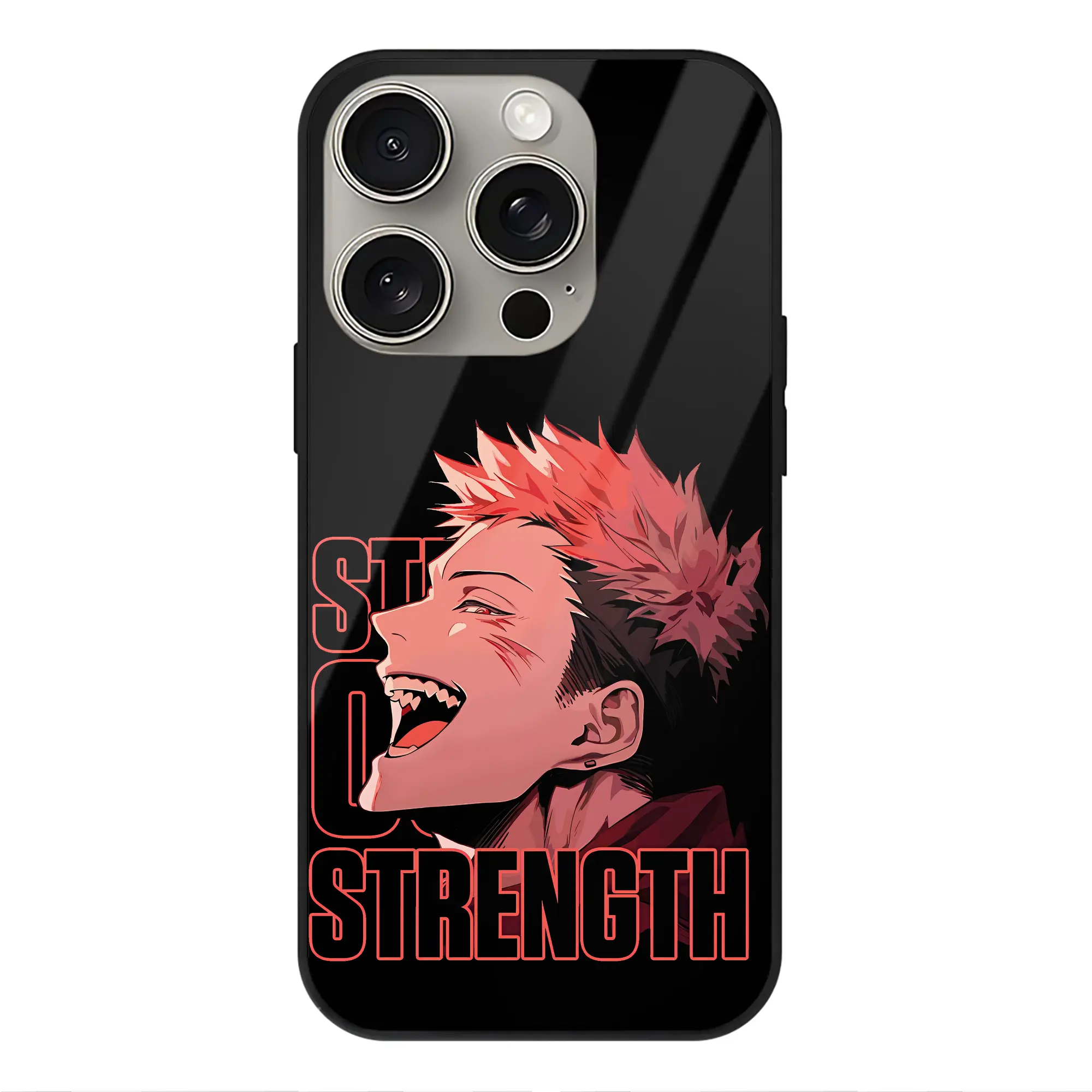 呪術廻戦 グッズ,虎杖 悠仁 - IPhone15Pro対応 ・ スマホケース ・ 背面ガラス ・ TPU+強化ガラス ・ 耐衝撃 ・ 黄変防止 ・ ワイヤレス充電対応 ・ 3D立体ボタン