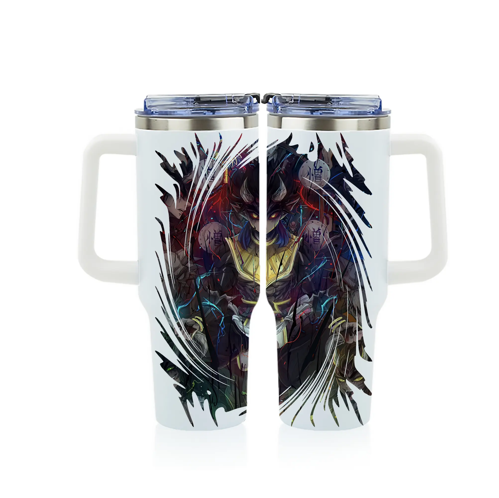 鬼滅の刃 グッズ,半天狗 - 1200mL フルプリント車用タンブラー ・ 304ステンレス 内側 ・ 201ステンレス 外側 ・ 保温 保冷 ・ 通勤 ドライブ アウトドア用