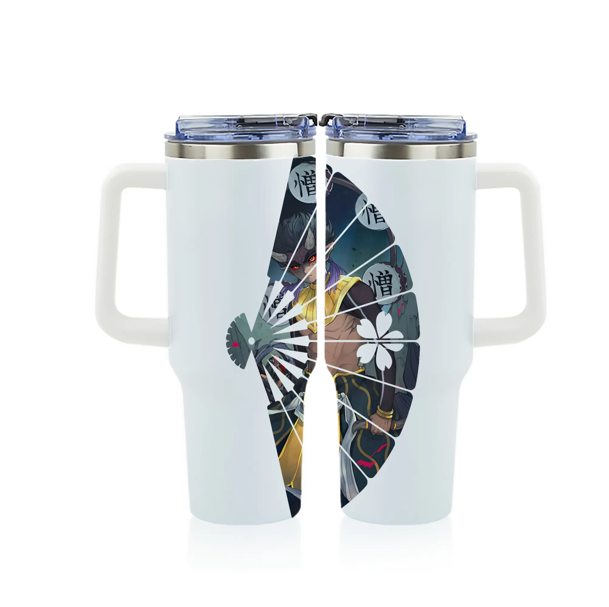 鬼滅の刃 グッズ,半天狗 - 1200mL フルプリント車用タンブラー ・ 304ステンレス 内側 ・ 201ステンレス 外側 ・ 保温 保冷 ・ 通勤 ドライブ アウトドア用