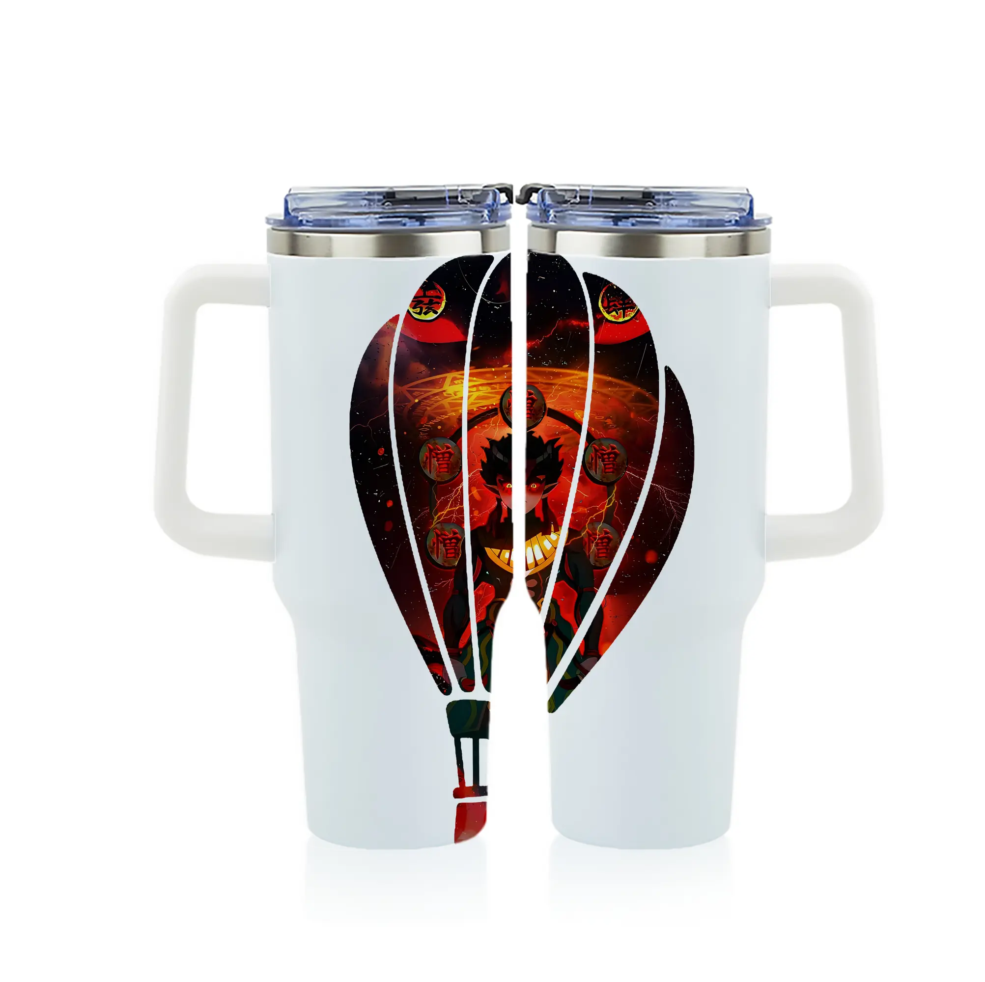 鬼滅の刃 グッズ,半天狗 - 1200mL フルプリント車用タンブラー ・ 304ステンレス 内側 ・ 201ステンレス 外側 ・ 保温 保冷 ・ 通勤 ドライブ アウトドア用